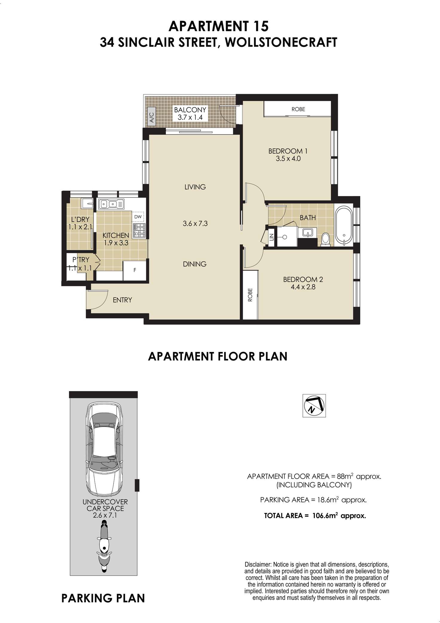 Floorplan of Homely apartment listing, 15/34 Sinclair Street, Wollstonecraft NSW 2065