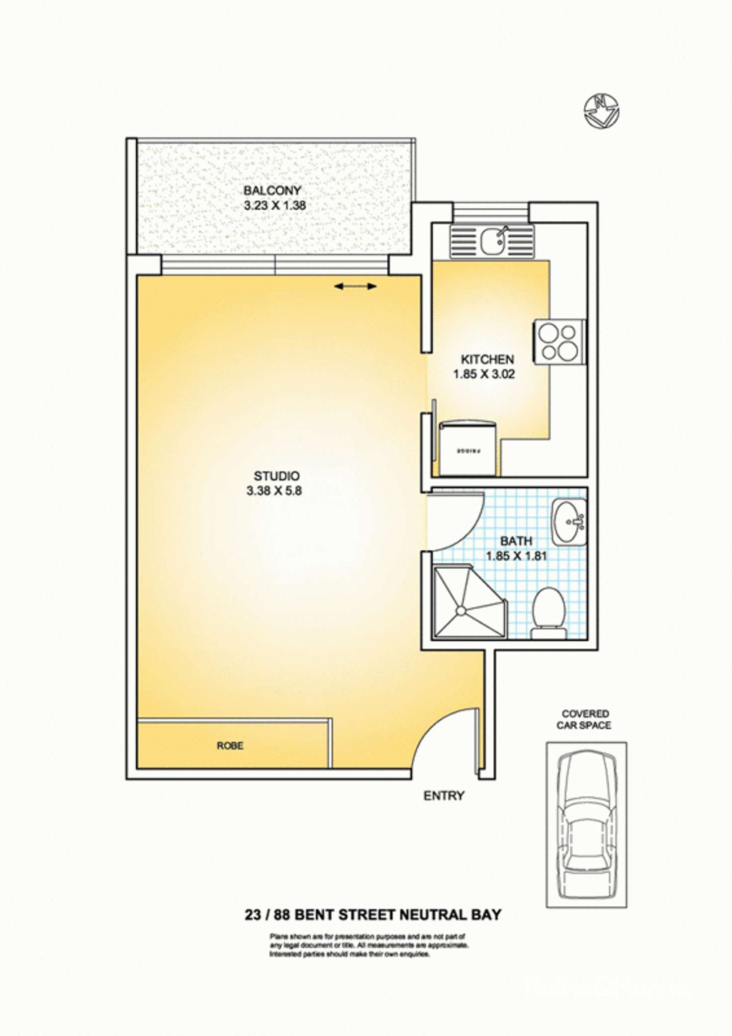 Floorplan of Homely studio listing, 23/88 Bent Street, Neutral Bay NSW 2089