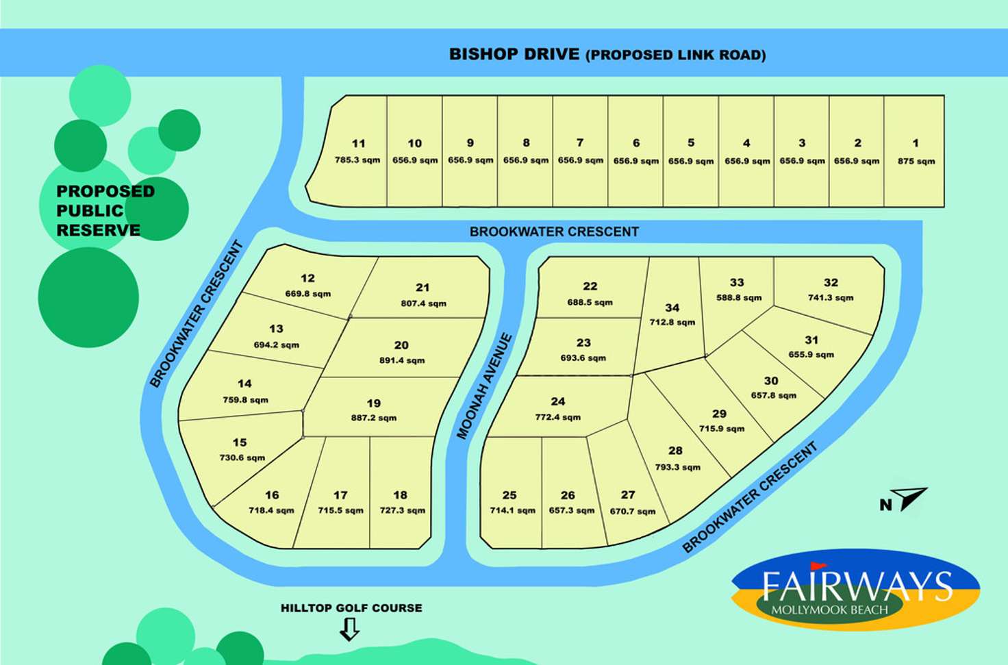 Floorplan of Homely residentialLand listing, Lot 33 Brookwater Crescent - Fairways, Mollymook Beach NSW 2539