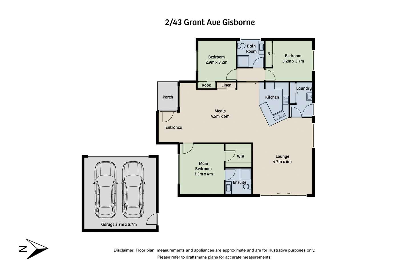 Floorplan of Homely unit listing, 2/43 Grant Ave, Gisborne VIC 3437