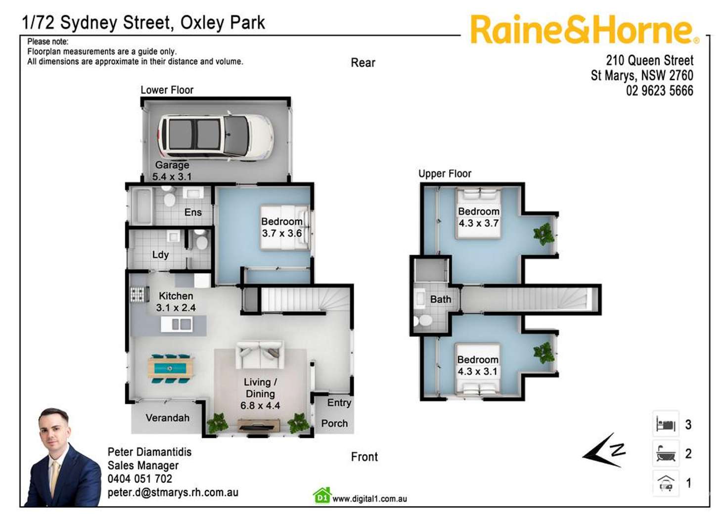 Floorplan of Homely townhouse listing, 1/72 Sydney Street, St Marys NSW 2760
