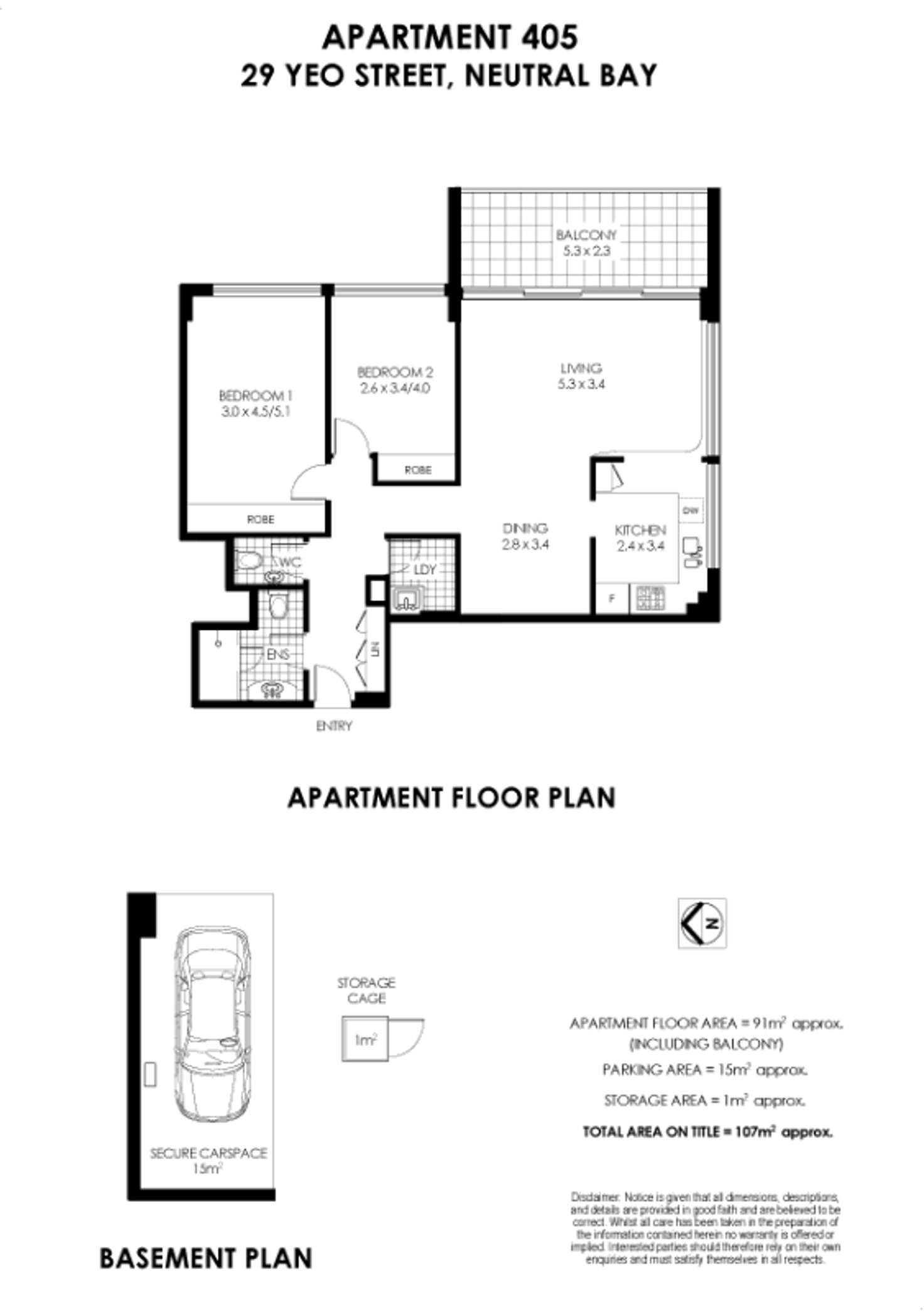 Floorplan of Homely apartment listing, 405/29 Yeo Street, Neutral Bay NSW 2089