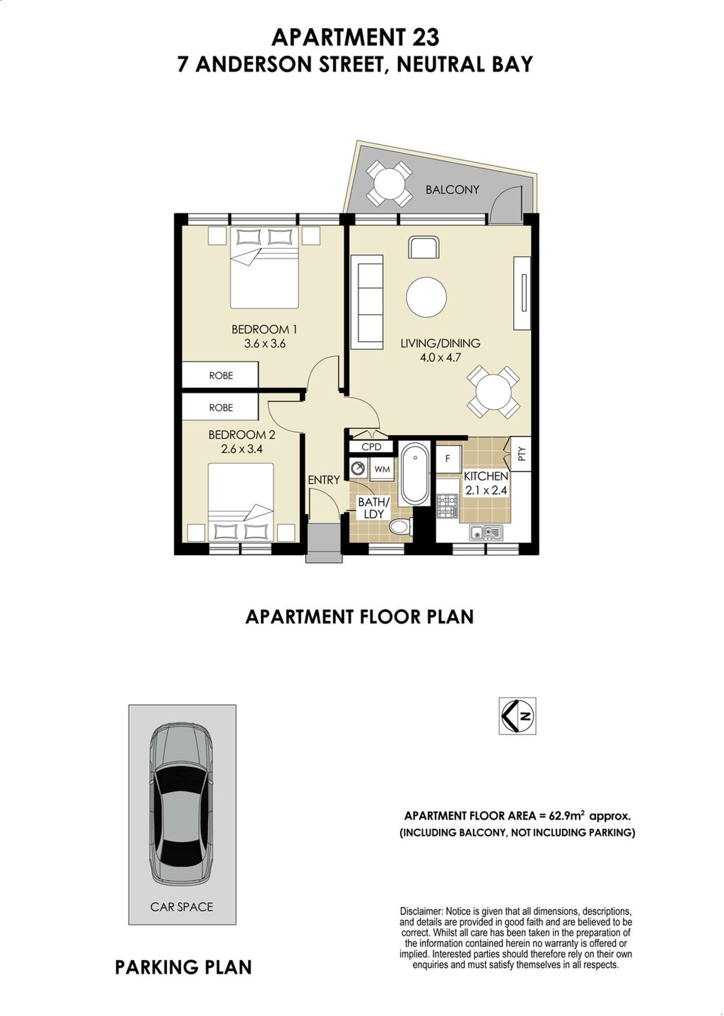 Floorplan of Homely apartment listing, 23/7 Anderson Street, Neutral Bay NSW 2089