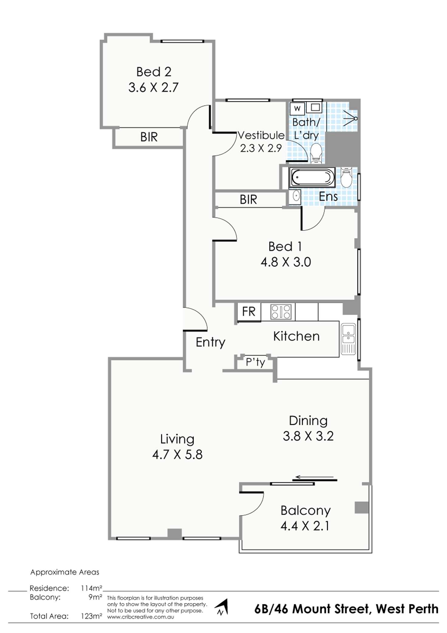 Floorplan of Homely apartment listing, 6b/46 Mount Street, West Perth WA 6005