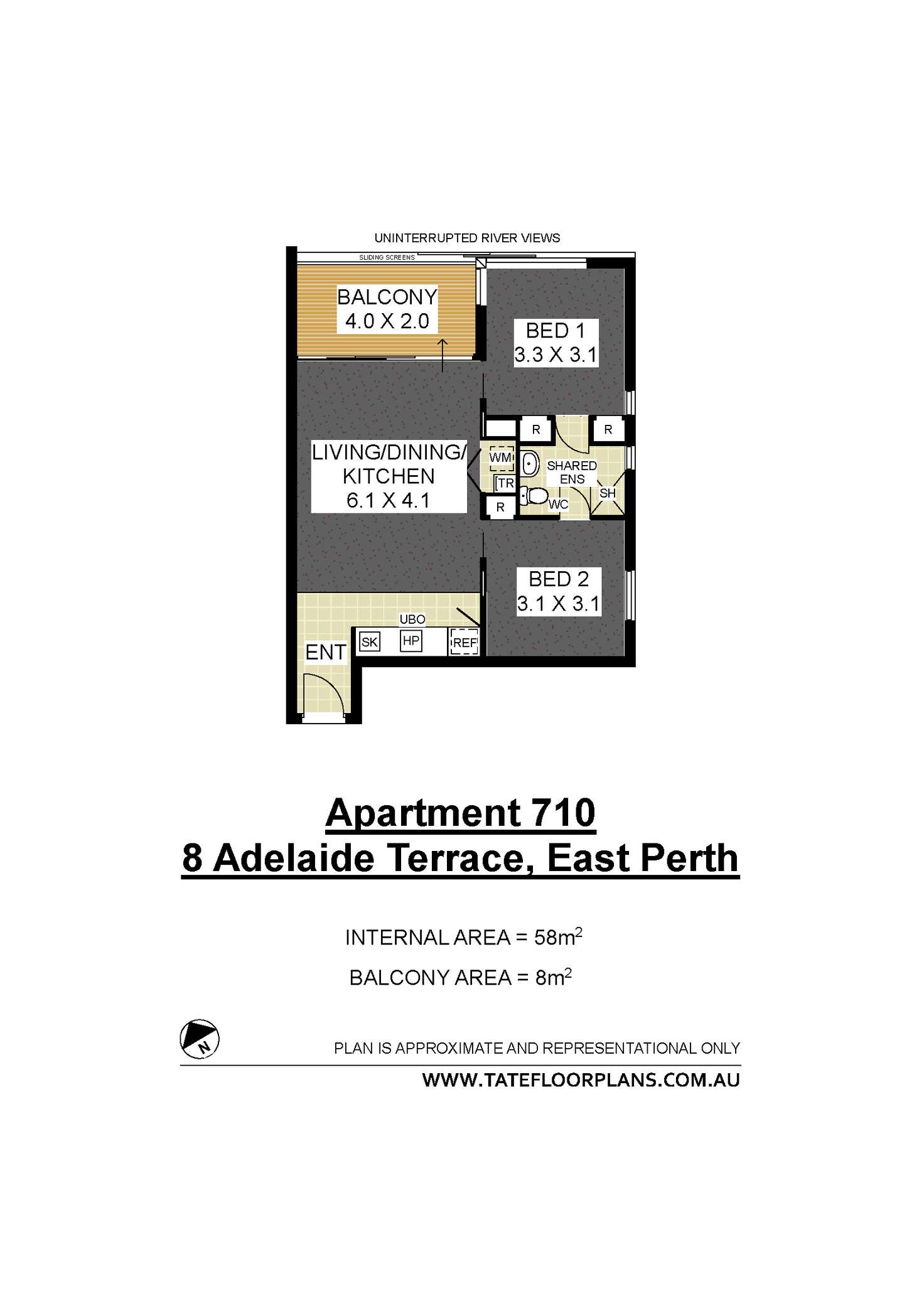 Floorplan of Homely apartment listing, 710/8 Adelaide Terrace, East Perth WA 6004