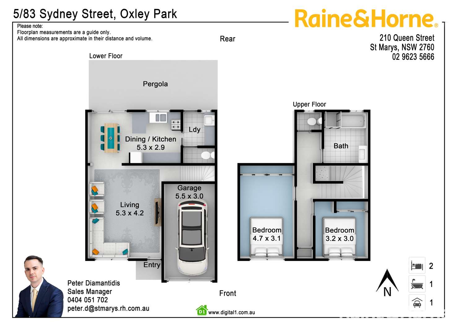 Floorplan of Homely townhouse listing, 5/83 Sydney Street, St Marys NSW 2760