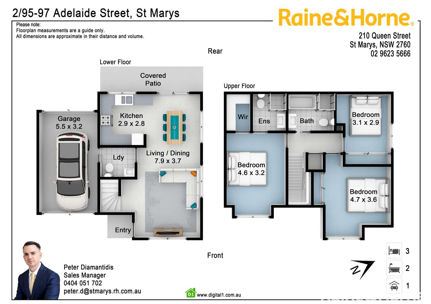 Floorplan of Homely townhouse listing, 2/95-97 Adelaide Street, Oxley Park NSW 2760