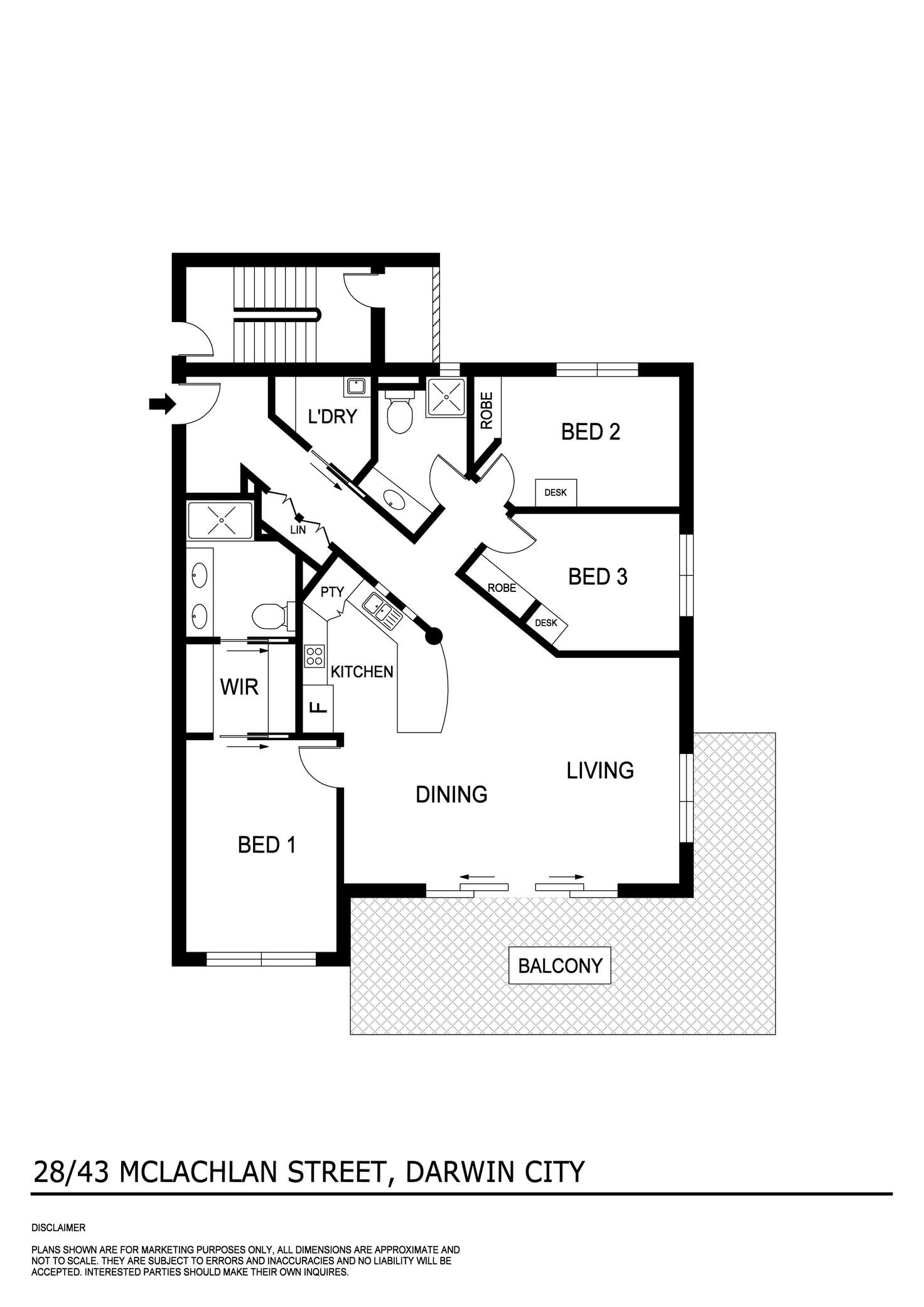 Floorplan of Homely apartment listing, 28/43 McLachlan Street, Darwin City NT 800