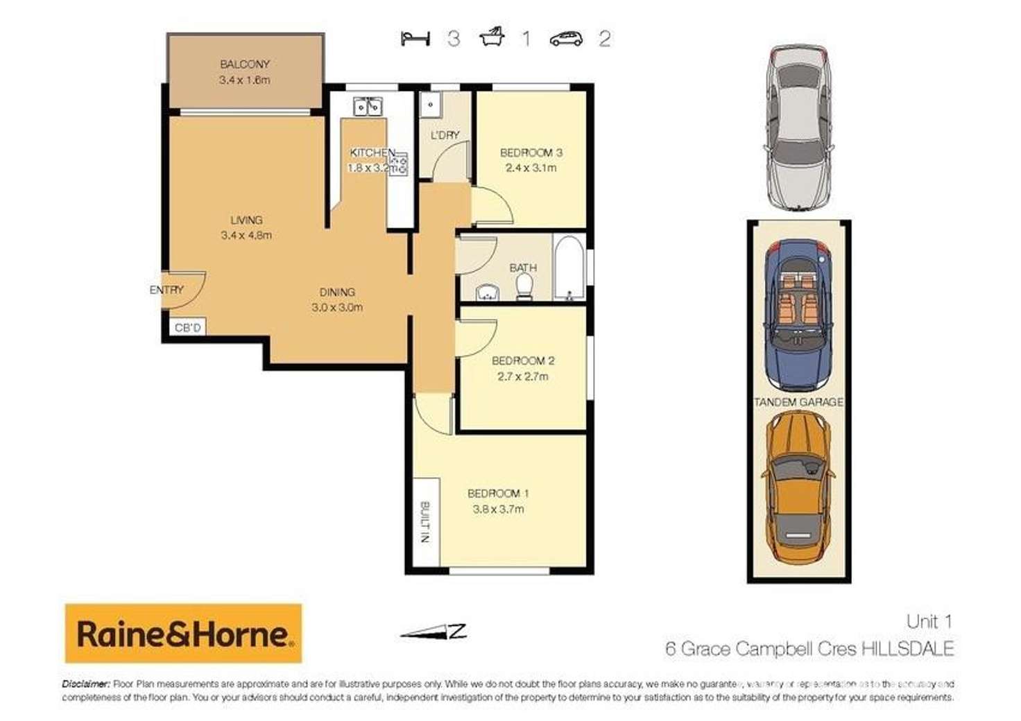 Floorplan of Homely apartment listing, 1/6 Grace Campbell Crescent, Hillsdale NSW 2036