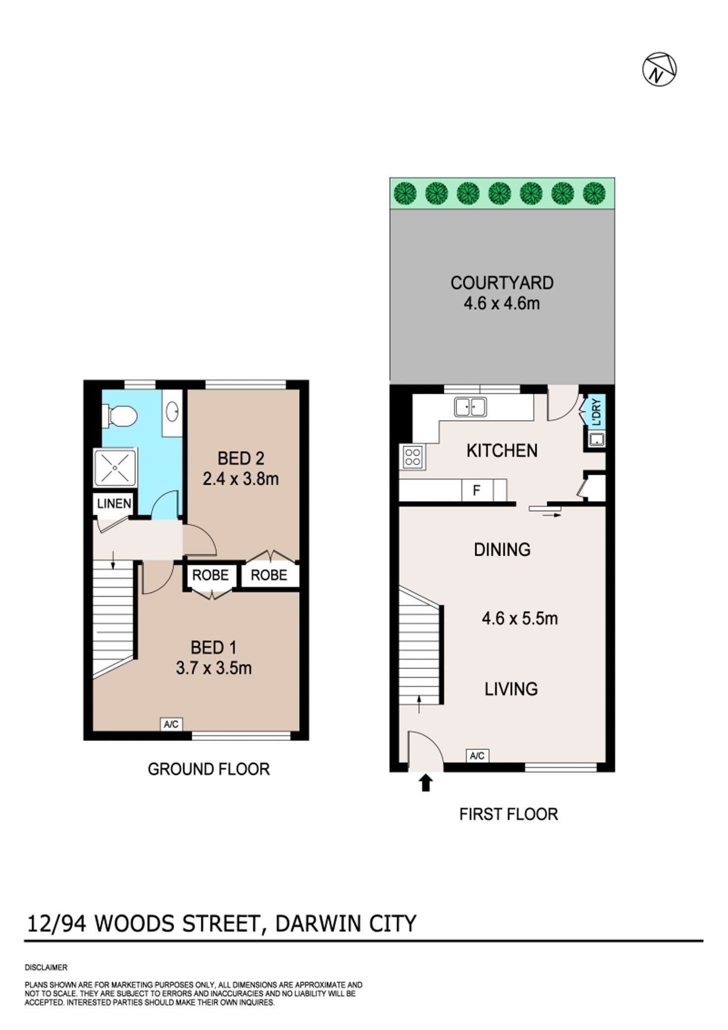 Floorplan of Homely townhouse listing, 12/94 Woods Street, Darwin City NT 800