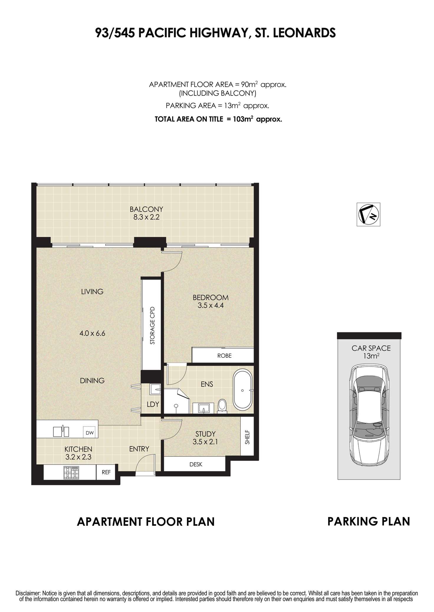 Floorplan of Homely apartment listing, 93/545 Pacific Highway, St Leonards NSW 2065