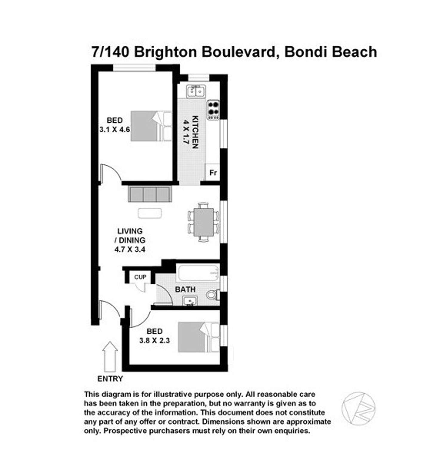 Floorplan of Homely apartment listing, 7/140 Brighton Boulevard, North Bondi NSW 2026