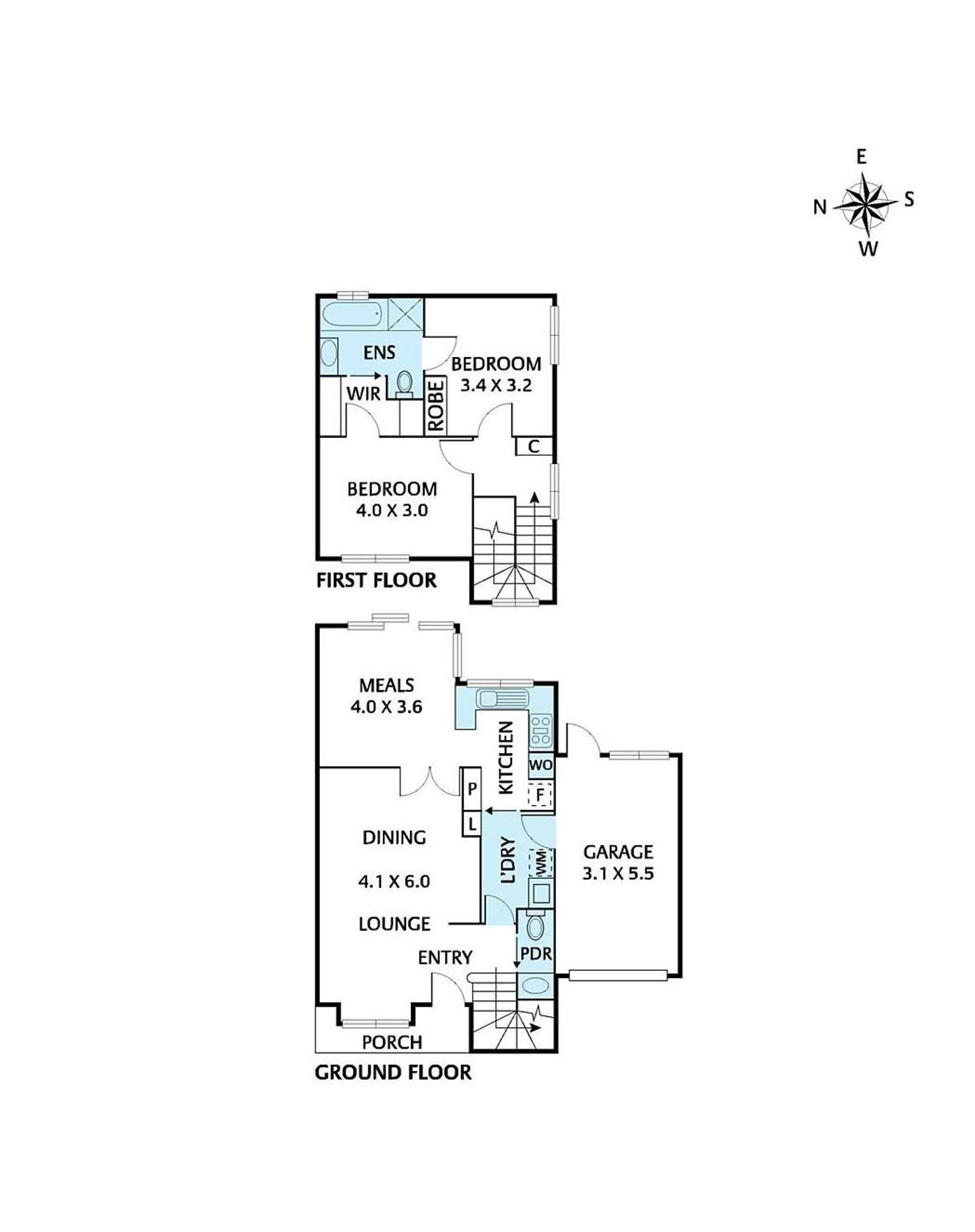 Floorplan of Homely townhouse listing, 1/50 Gladstone Street, Kew VIC 3101