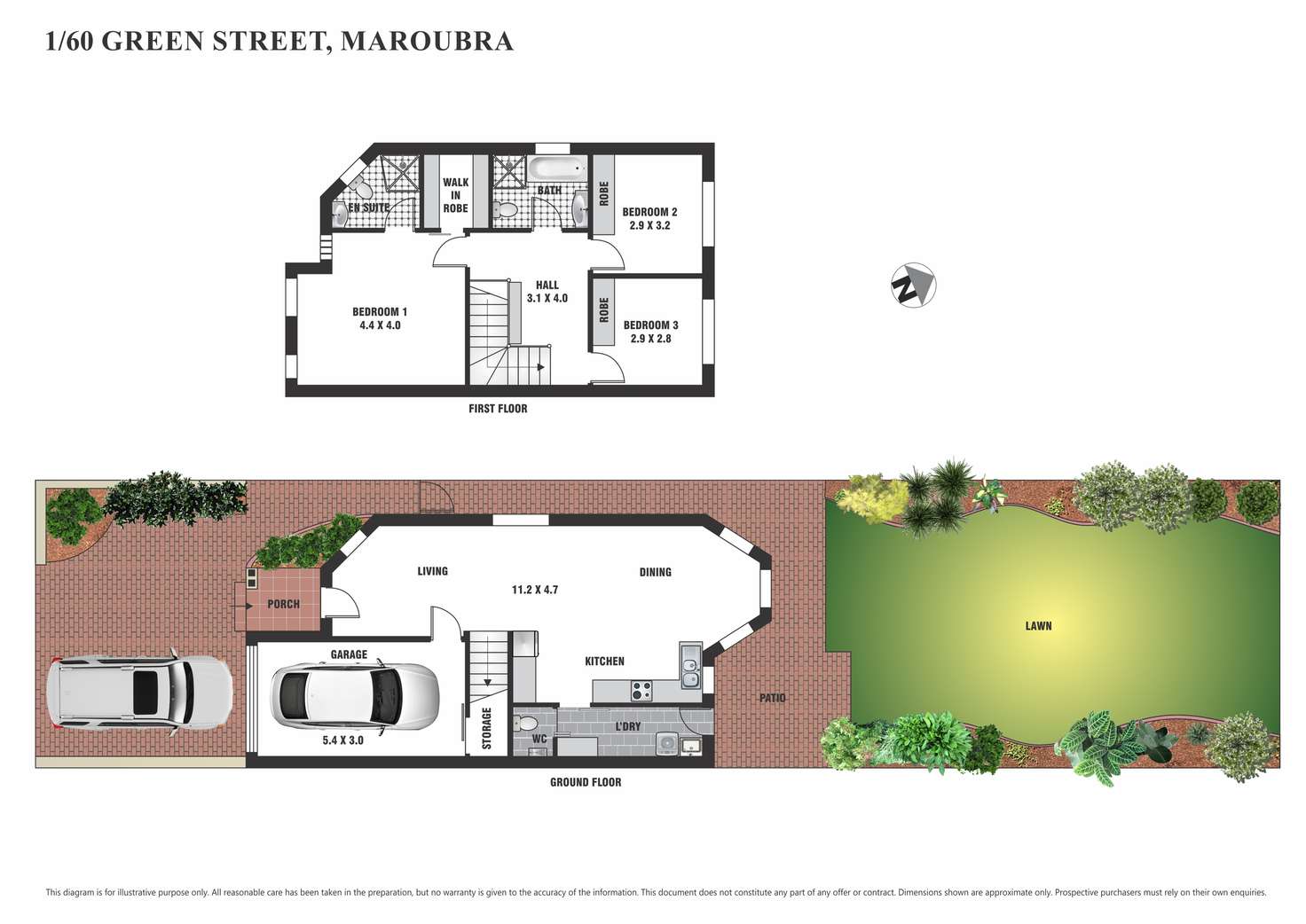 Floorplan of Homely semiDetached listing, 1/60 Green Street, Maroubra NSW 2035