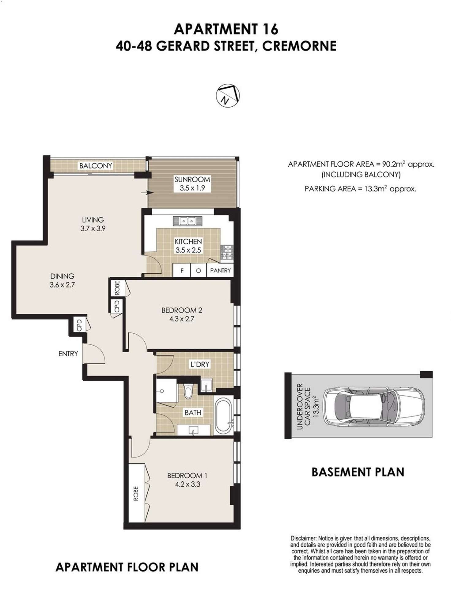 Floorplan of Homely unit listing, 16/40-48 Gerard Street, Cremorne NSW 2090
