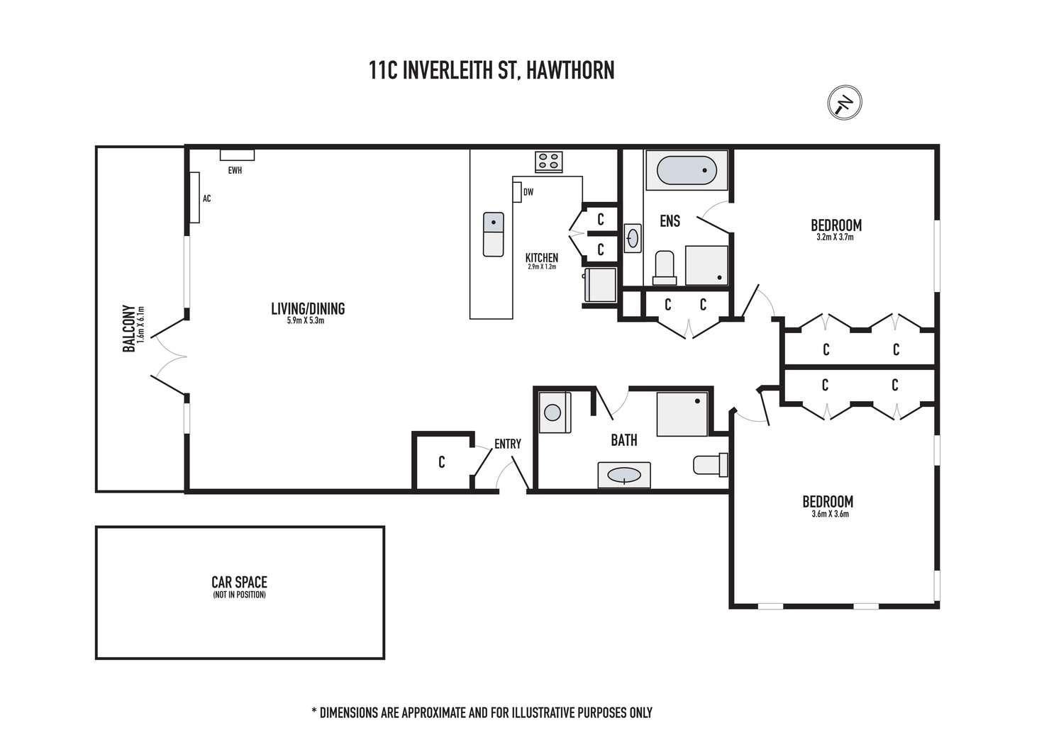 Floorplan of Homely apartment listing, 11C Inverleith Street, Hawthorn VIC 3122