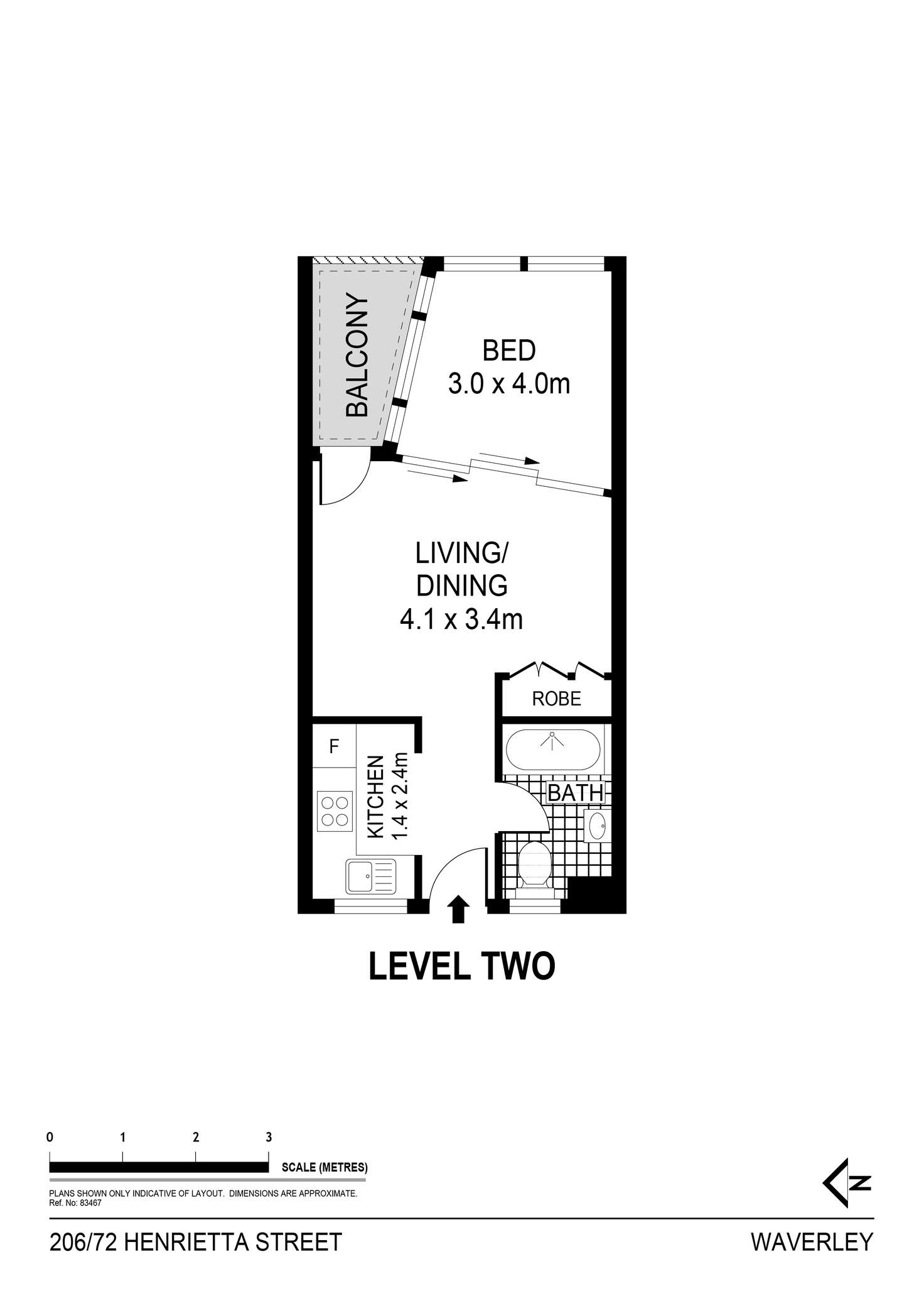 Floorplan of Homely apartment listing, 204/72 Henrietta Street, Waverley NSW 2024