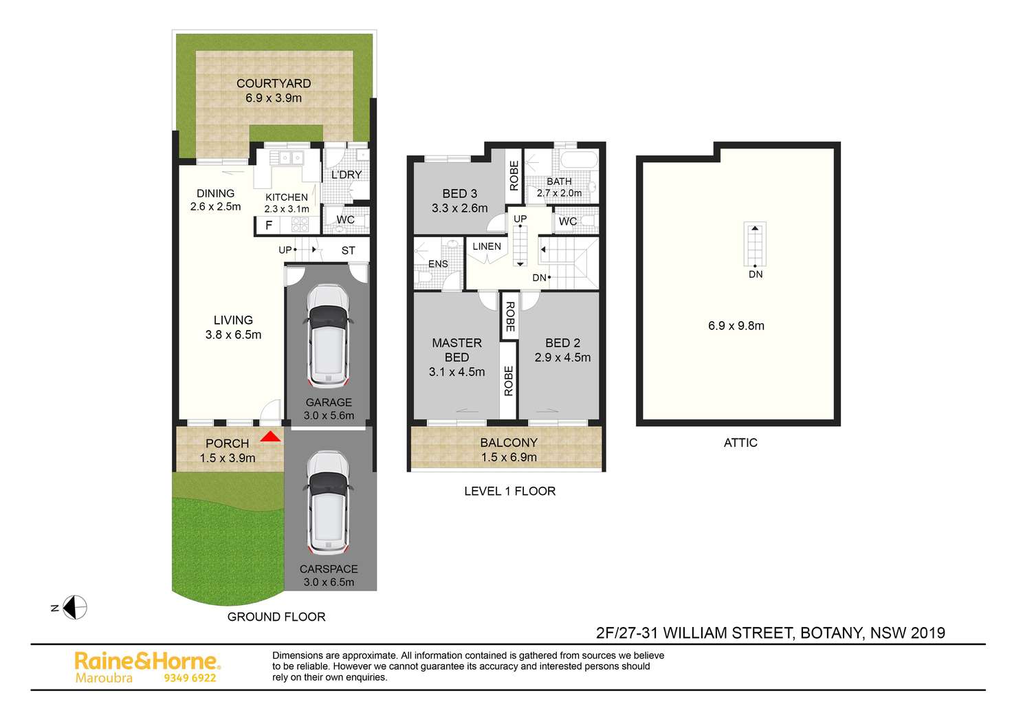 Floorplan of Homely townhouse listing, 2F/27-31 William Street, Botany NSW 2019