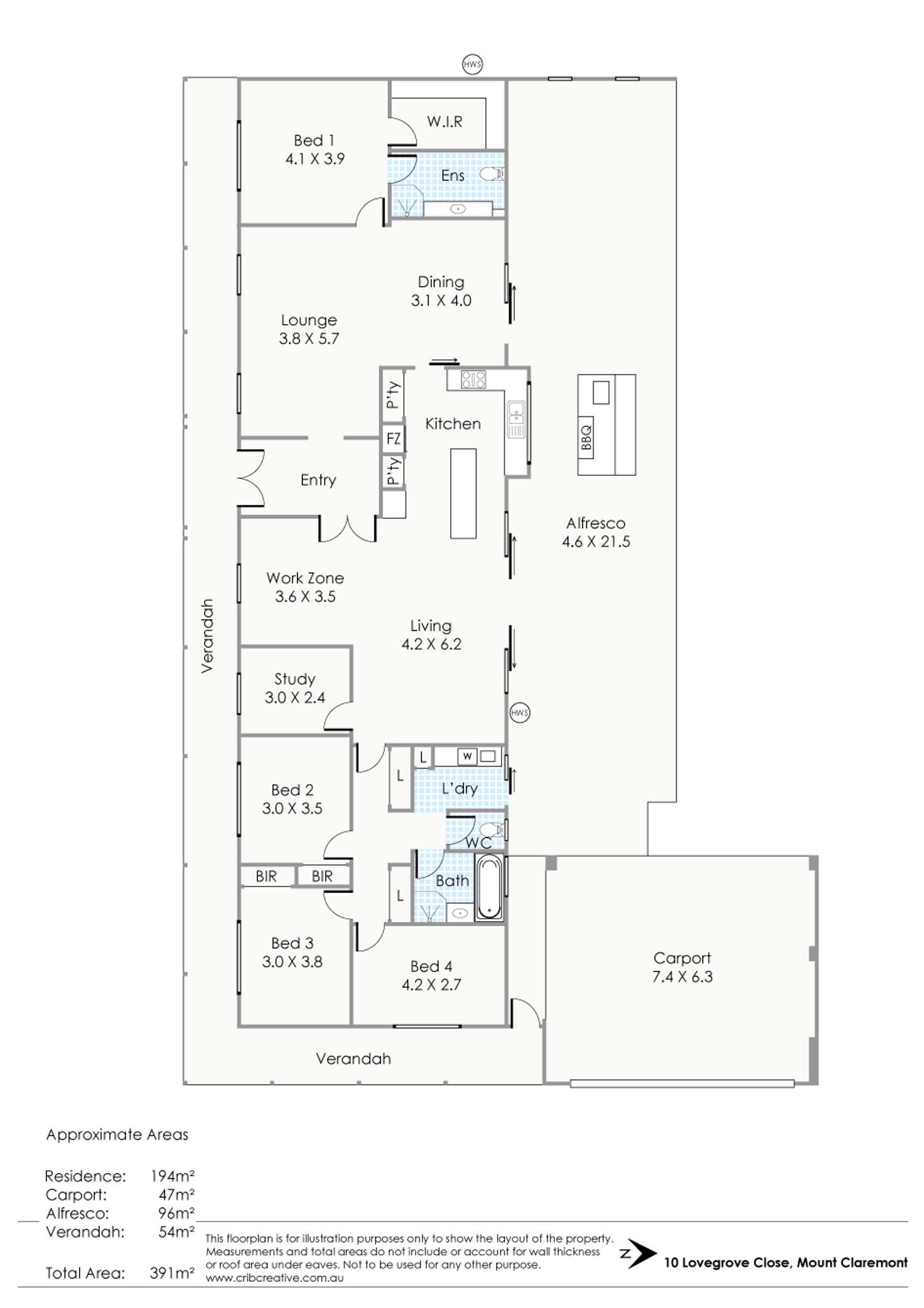 Floorplan of Homely house listing, 10 Lovegrove Close, Mount Claremont WA 6010