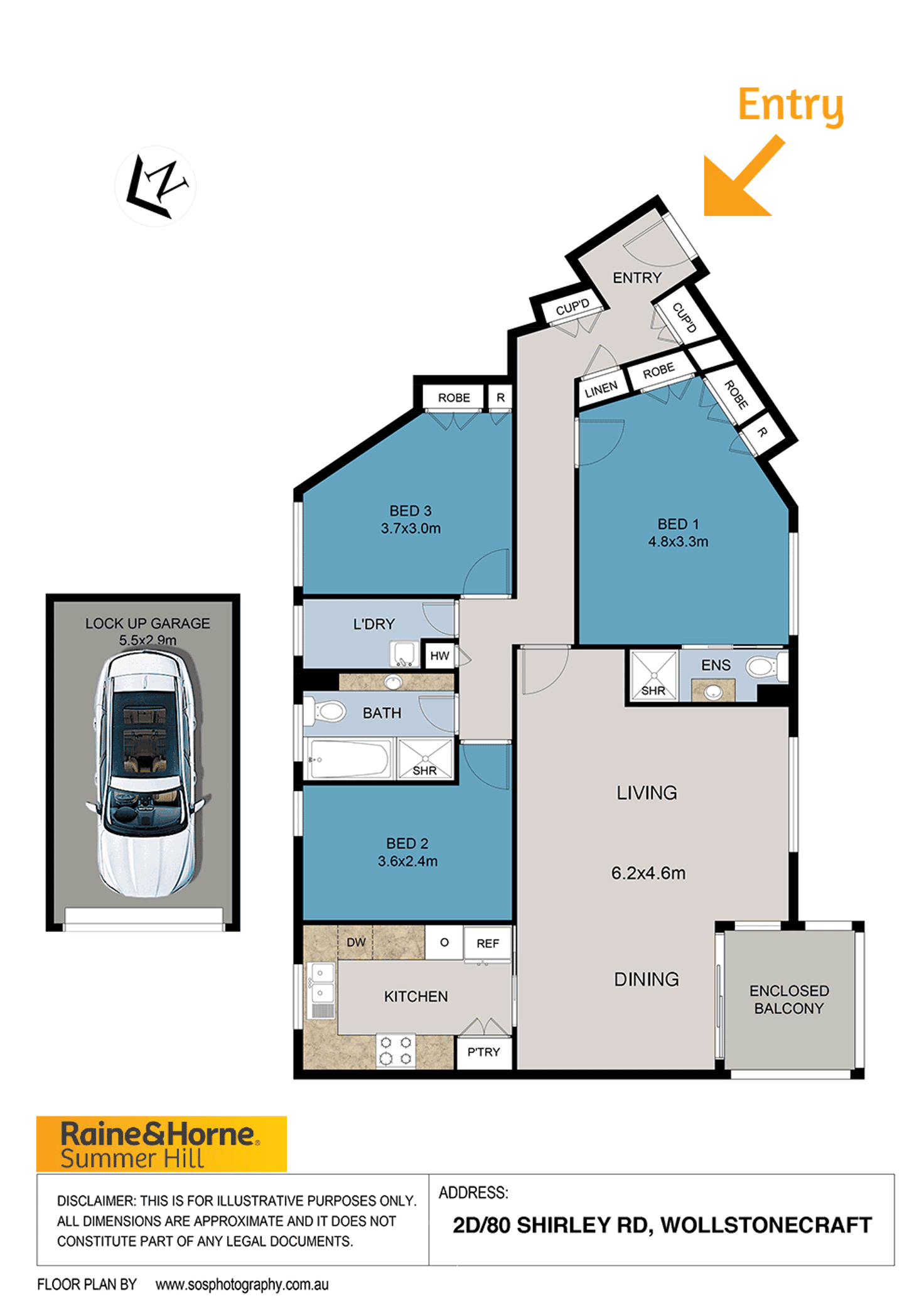 Floorplan of Homely apartment listing, 2D/80 Shirley Road, Wollstonecraft NSW 2065