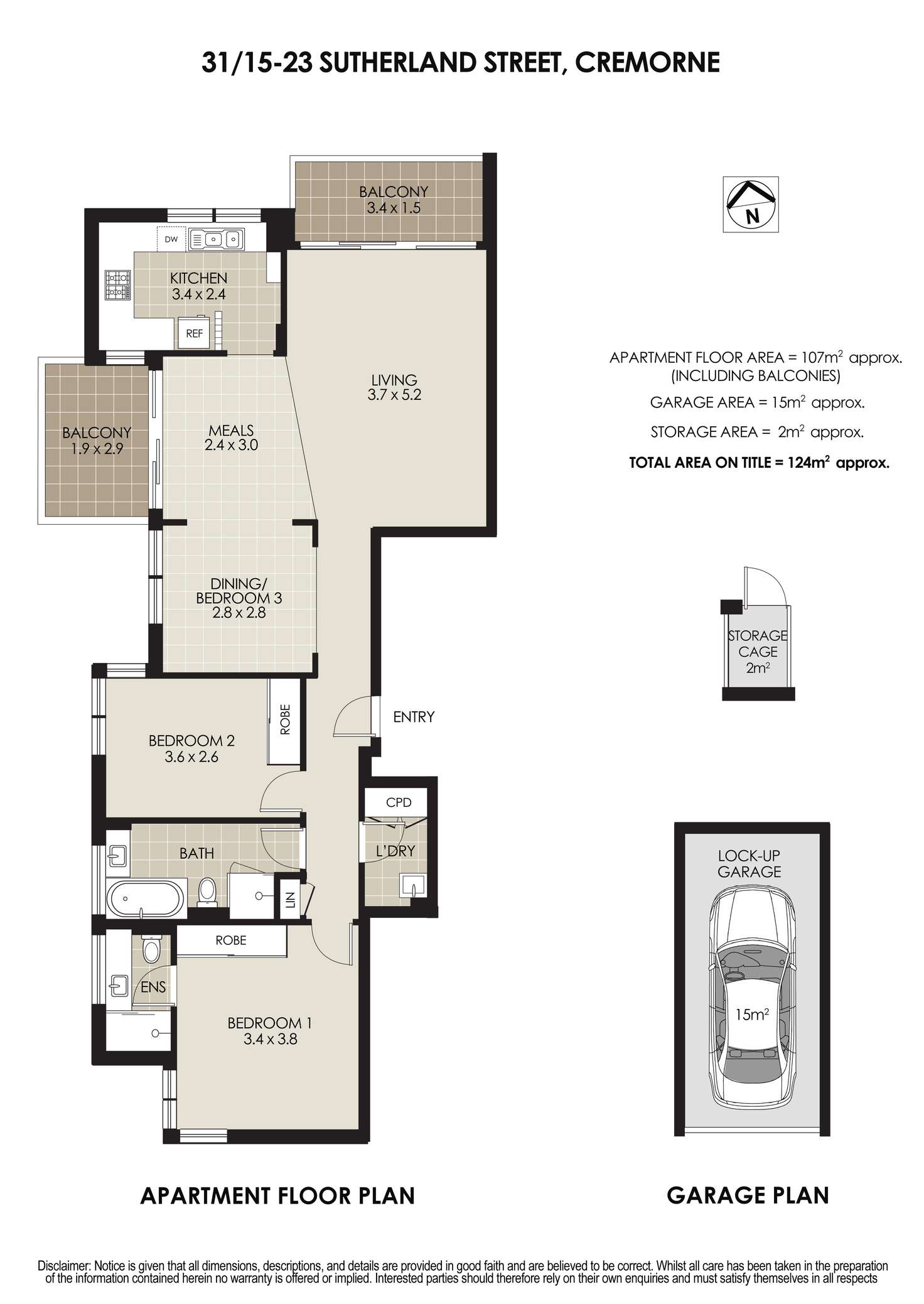 Floorplan of Homely apartment listing, 31/15-23 Sutherland Street, Cremorne NSW 2090