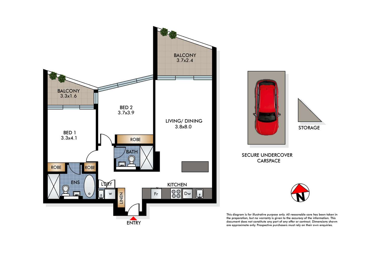 Floorplan of Homely apartment listing, 1706/18-20 Ocean Street, Bondi NSW 2026