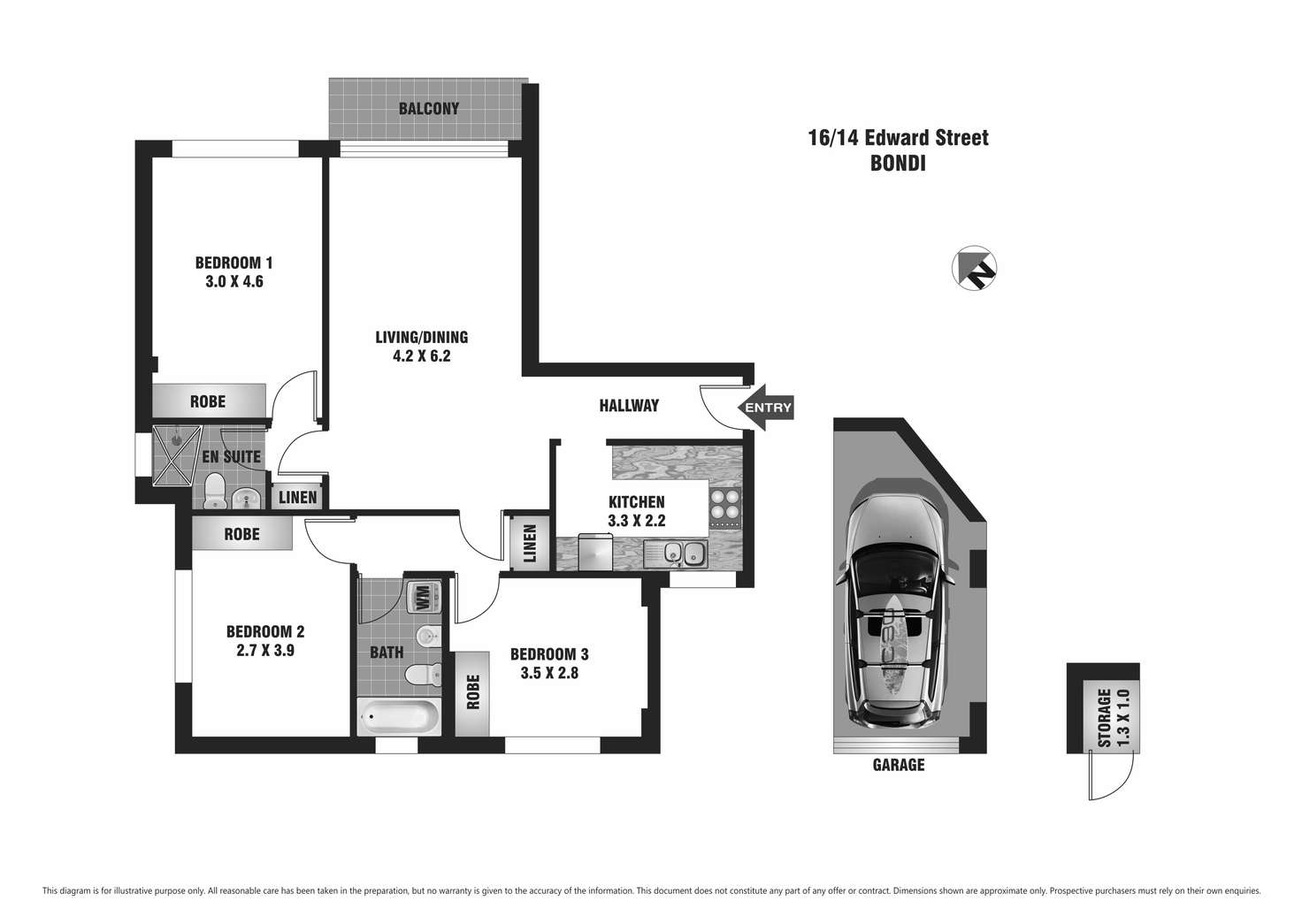 Floorplan of Homely apartment listing, 16/14 Edward Street, Bondi NSW 2026