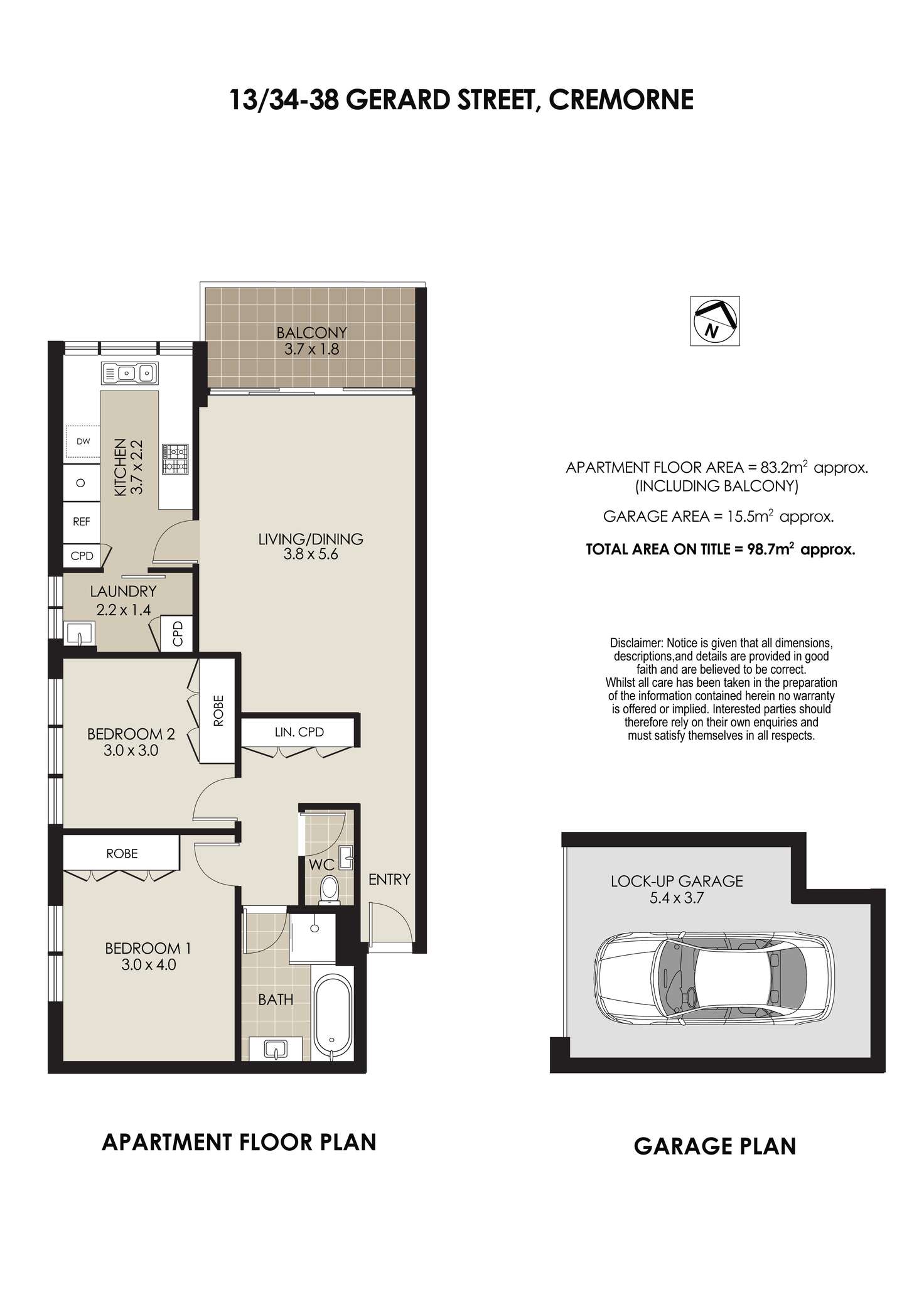 Floorplan of Homely apartment listing, 13/34-38 Gerard Street, Cremorne NSW 2090