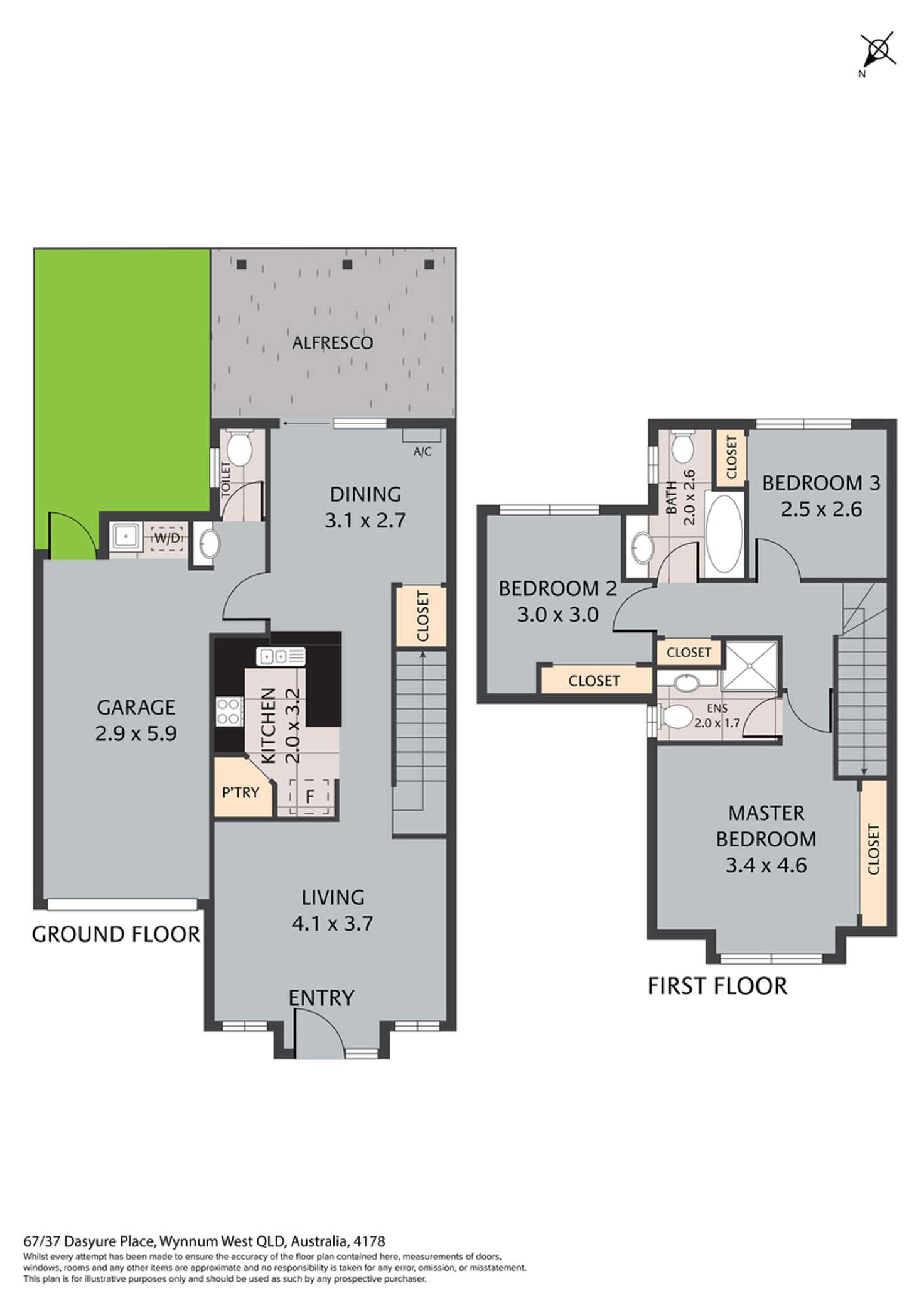 Floorplan of Homely townhouse listing, 67/37 Dasyure Place, Wynnum West QLD 4178