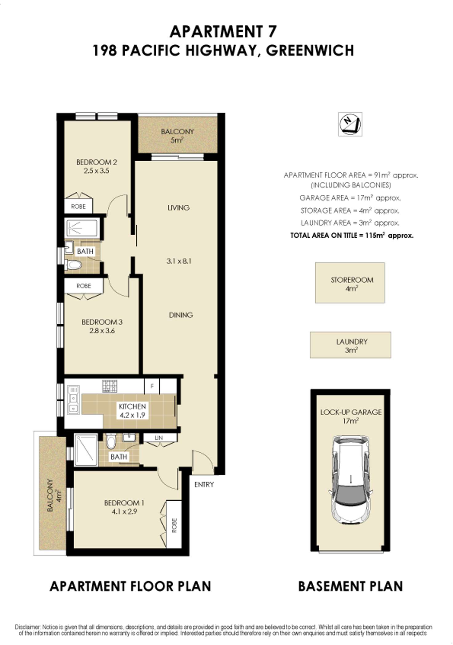 Floorplan of Homely apartment listing, 7/198 Pacific Highway, Greenwich NSW 2065