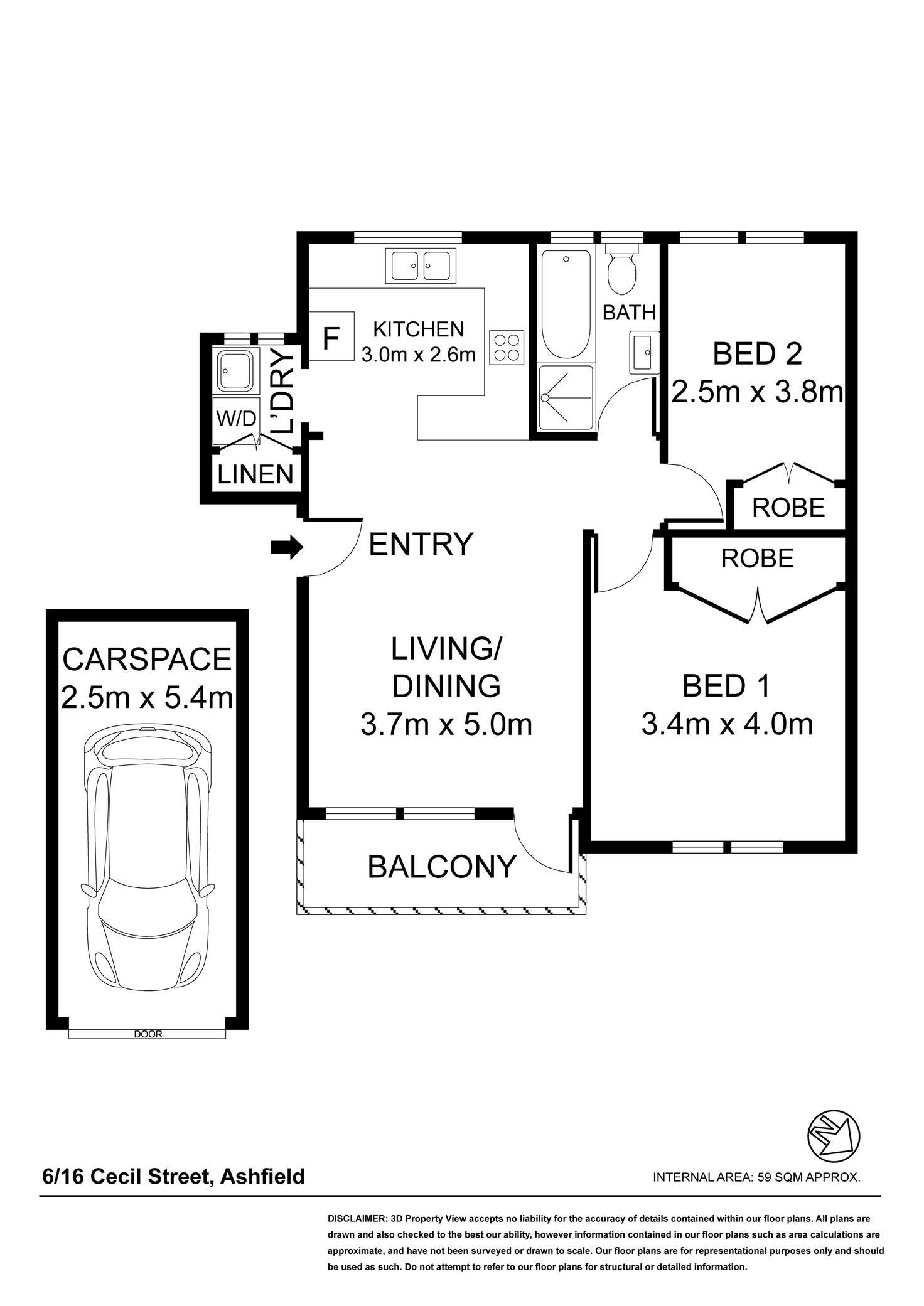 Floorplan of Homely apartment listing, 6/16 Cecil Street, Ashfield NSW 2131