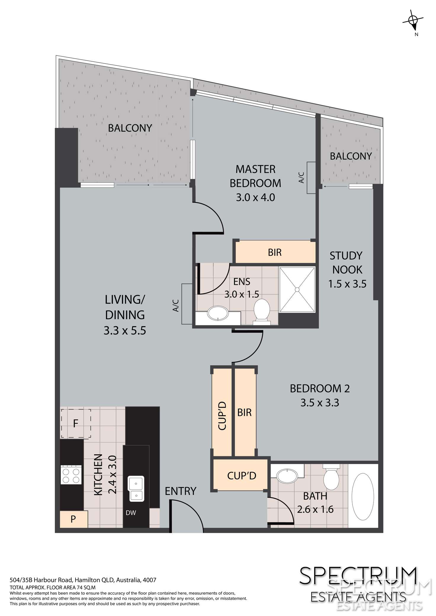 Floorplan of Homely unit listing, 504/35b Harbour Road, Hamilton QLD 4007