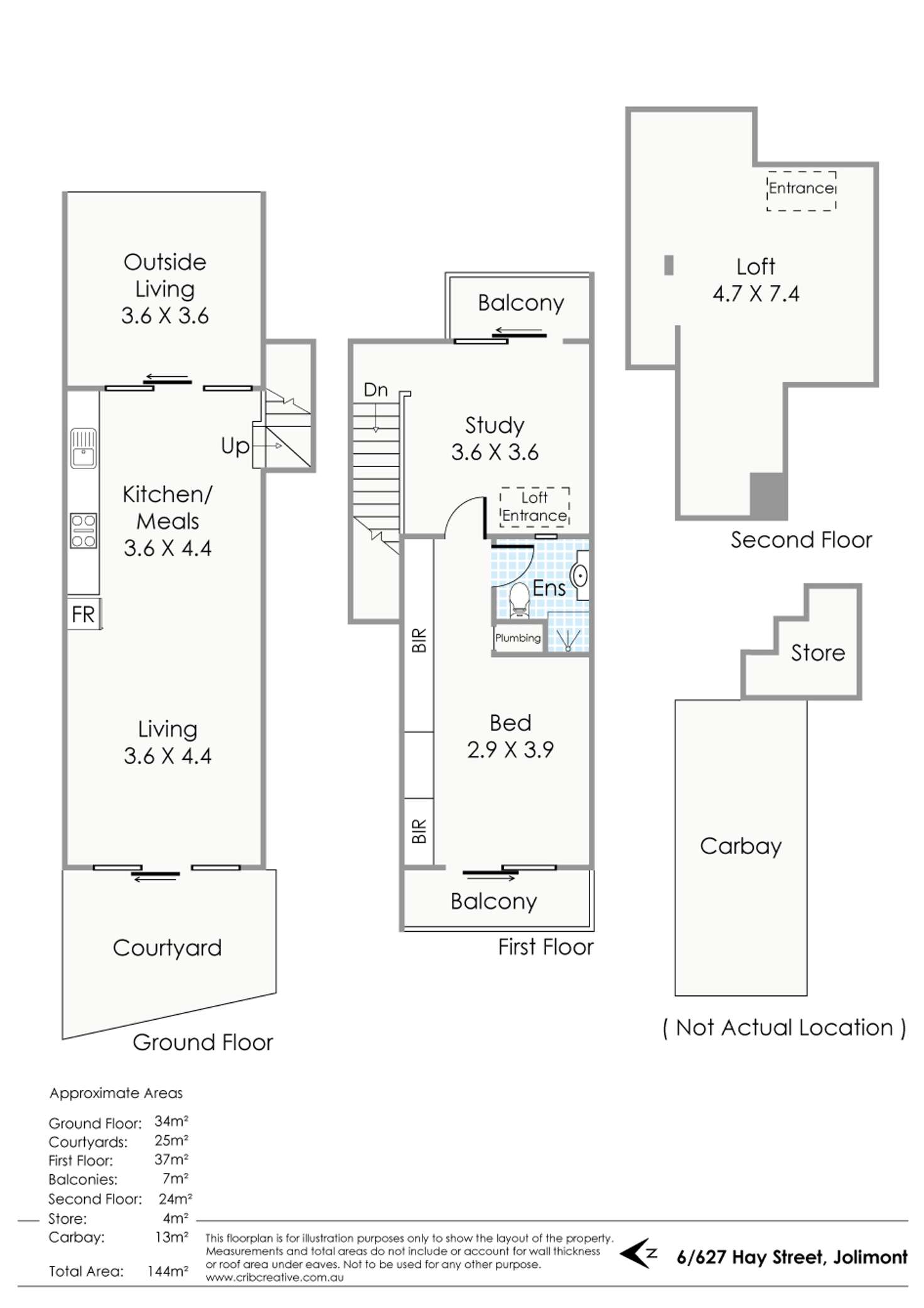 Floorplan of Homely townhouse listing, 6/627 Hay Street, Jolimont WA 6014