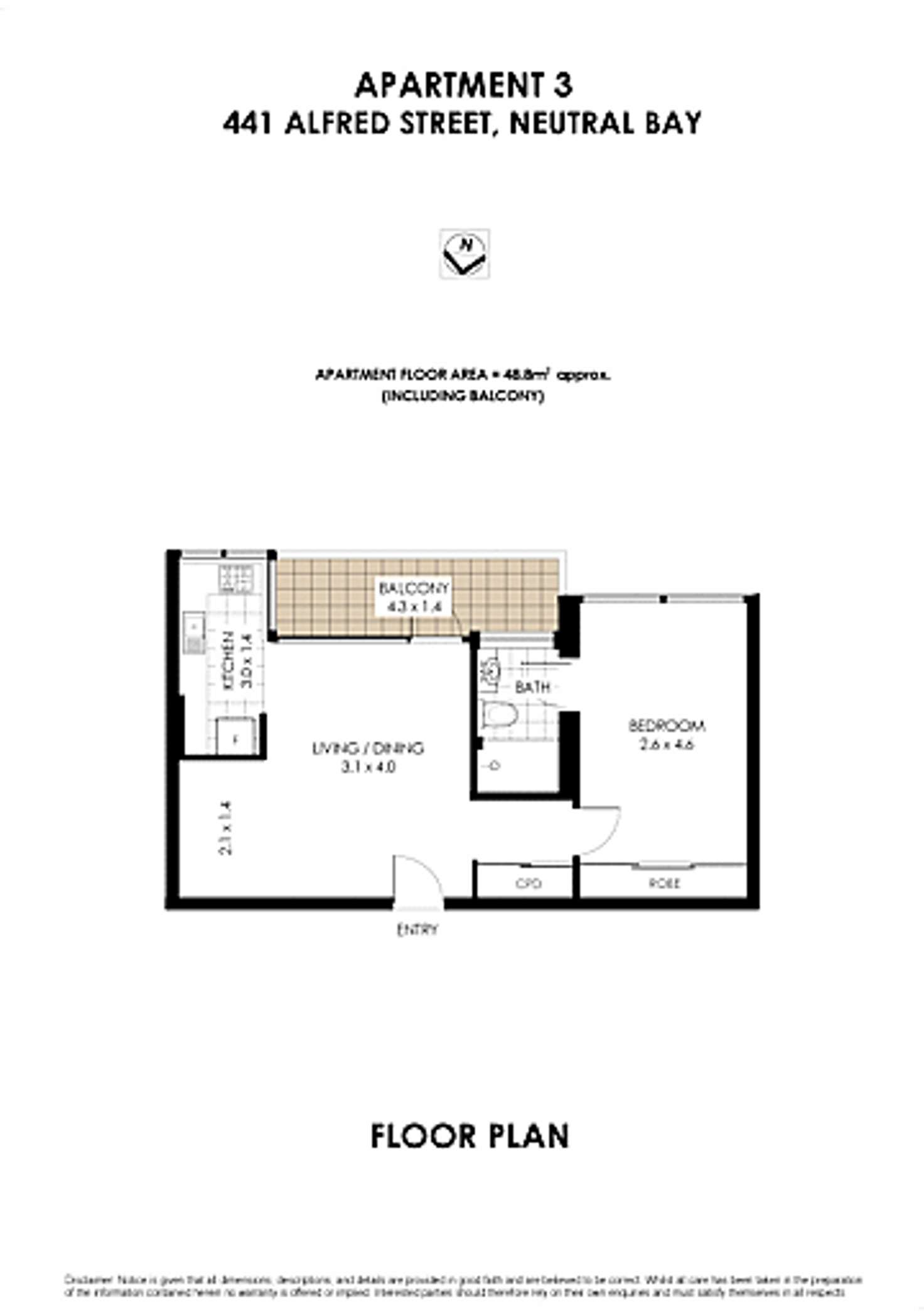 Floorplan of Homely apartment listing, 3/441 Alfred Street, Neutral Bay NSW 2089