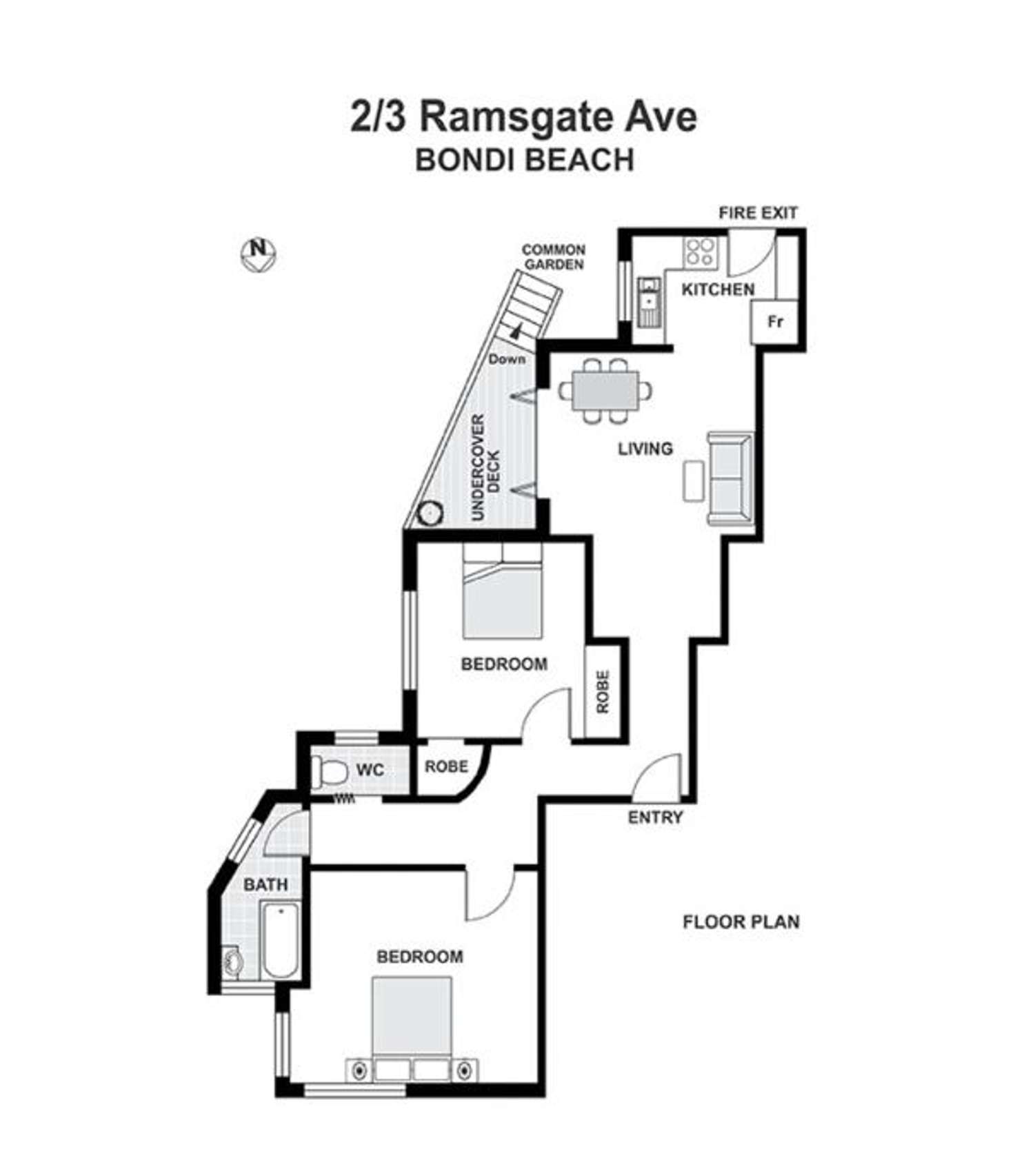 Floorplan of Homely apartment listing, 2/3 Ramsgate Avenue, Bondi Beach NSW 2026