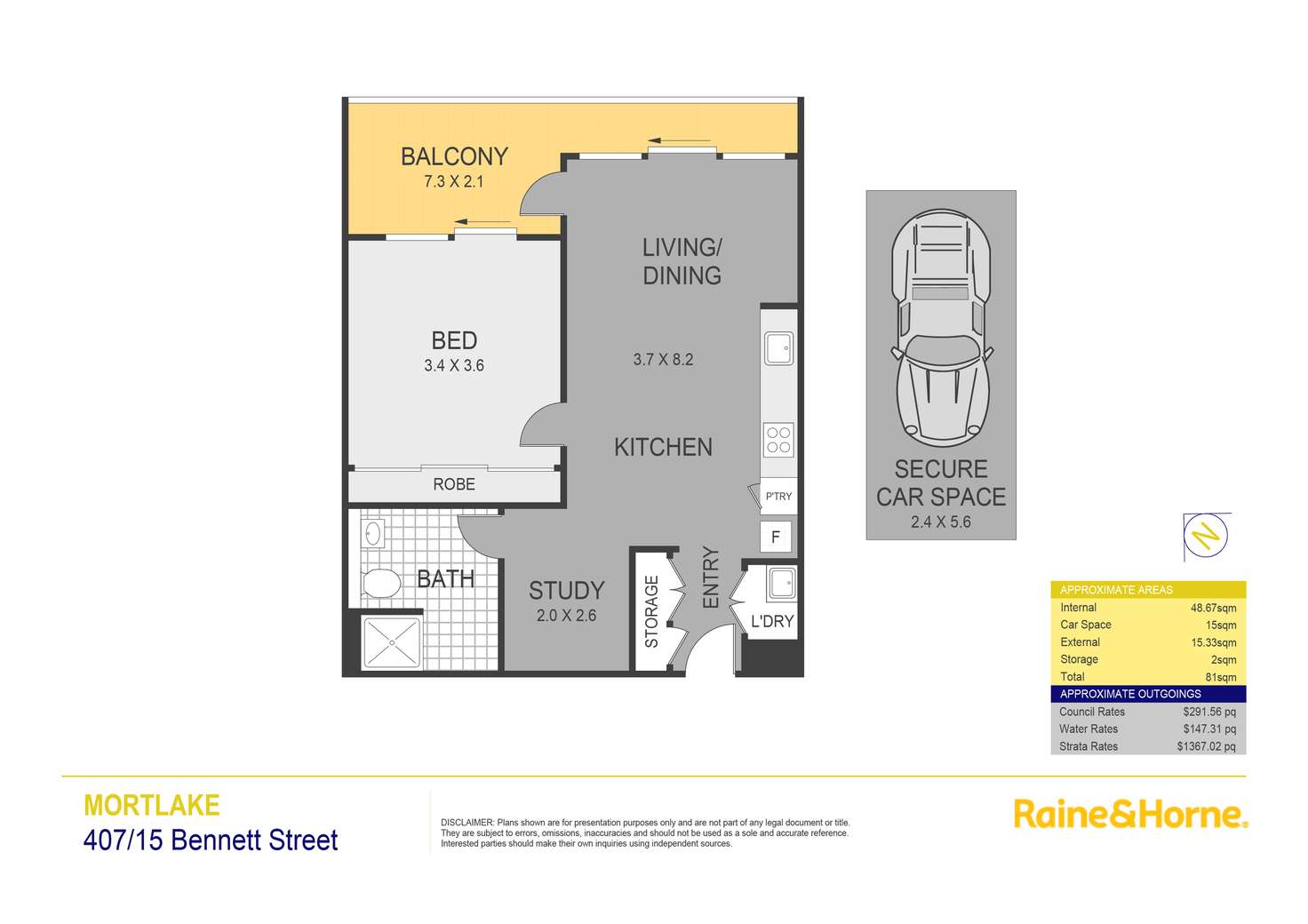 Floorplan of Homely apartment listing, 407/15 Bennett Street, Mortlake NSW 2137
