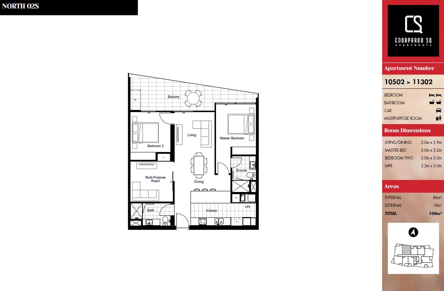 Floorplan of Homely apartment listing, 10702/300 Old Cleveland rd, Coorparoo QLD 4151