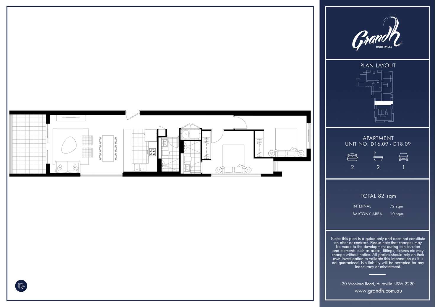 Floorplan of Homely unit listing, 1709/1D Greenbank Street, Hurstville NSW 2220