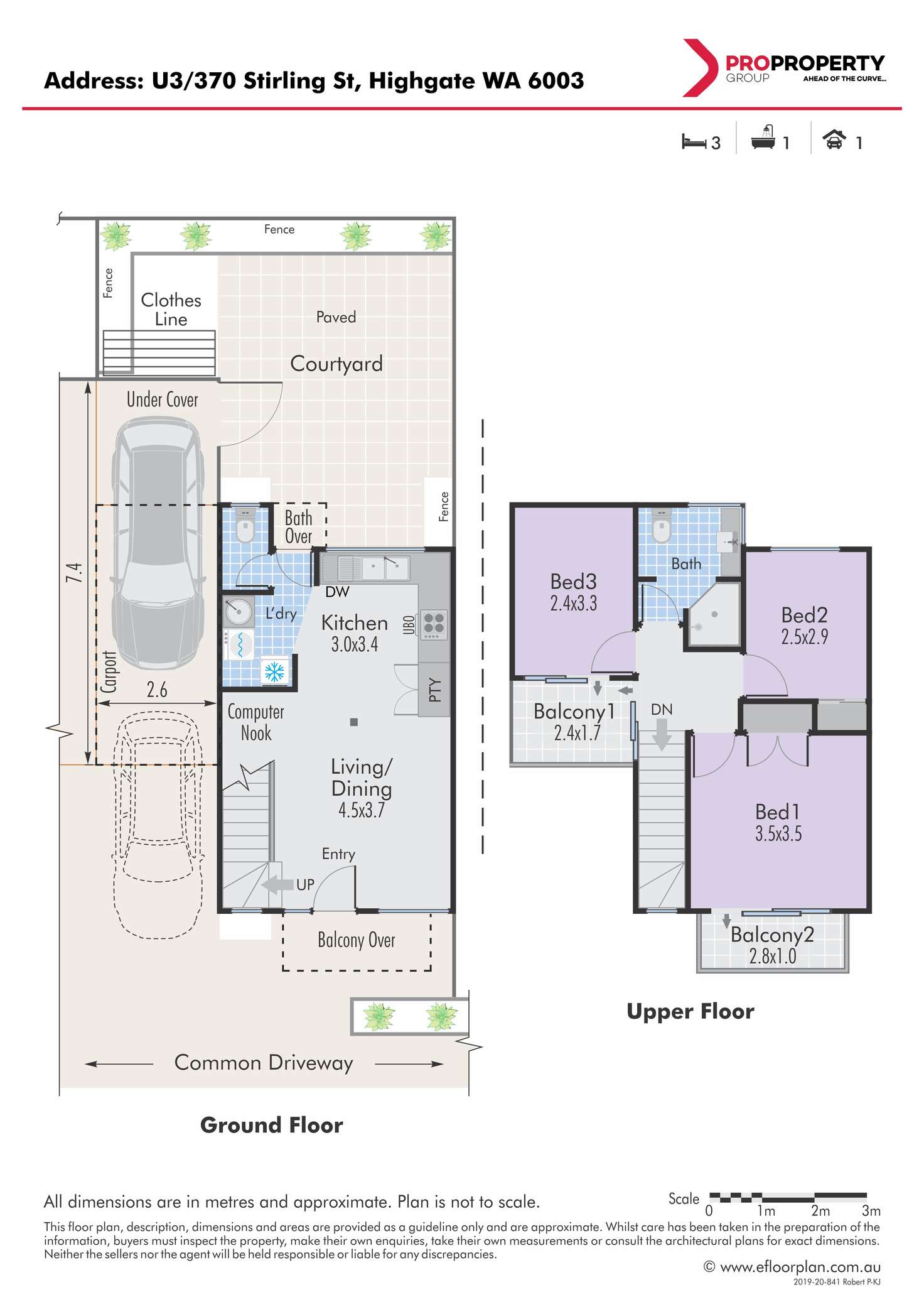 Floorplan of Homely townhouse listing, 3/370 Stirling Street, Highgate WA 6003