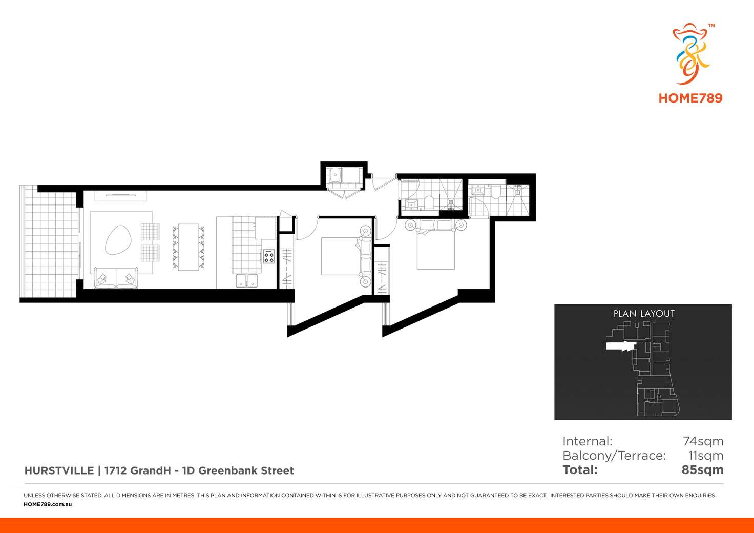 Floorplan of Homely apartment listing, 1712/1D Greenbank St, Hurstville NSW 2220