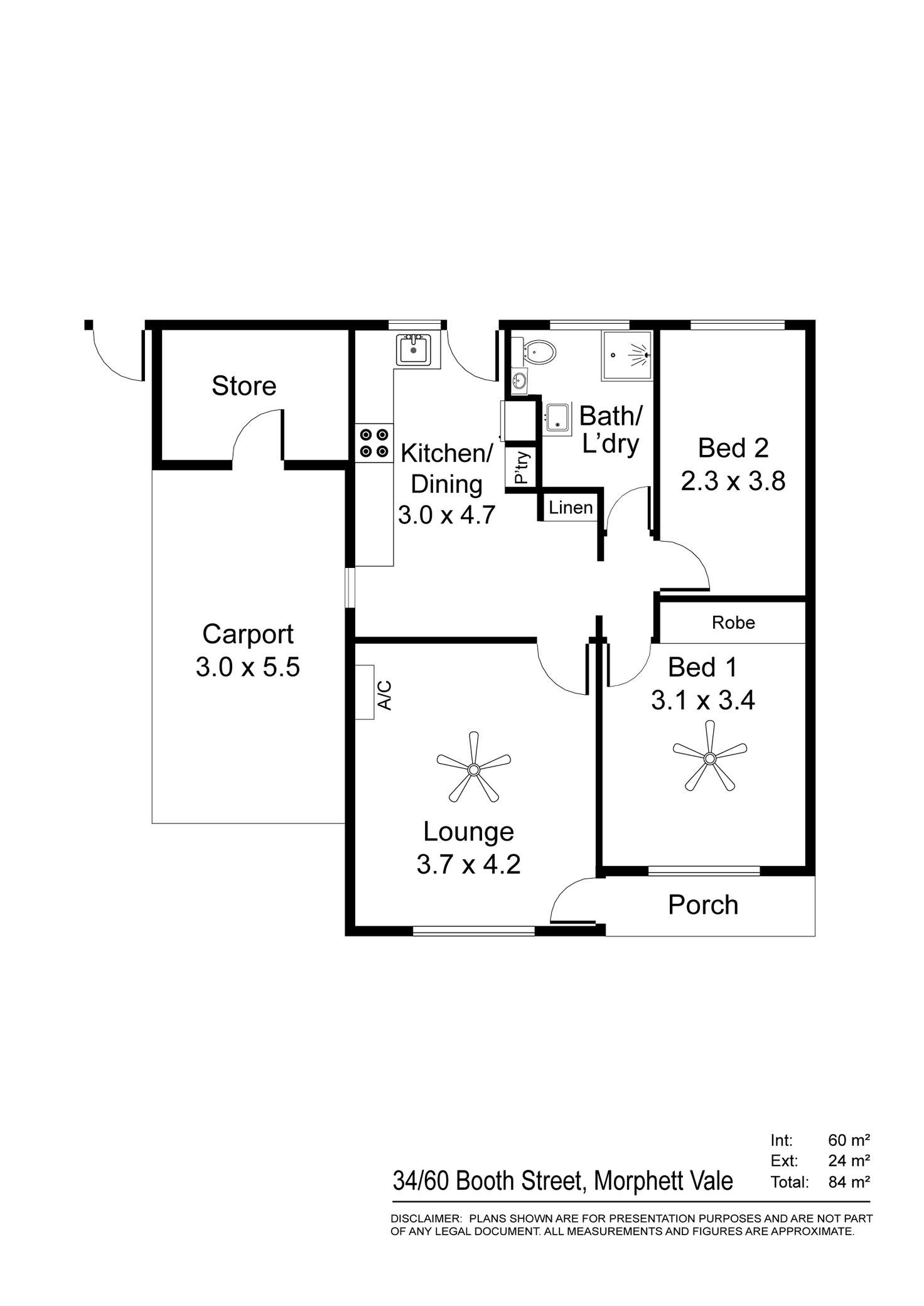 Floorplan of Homely unit listing, 34/60-64 Booth Avenue, Morphett Vale SA 5162