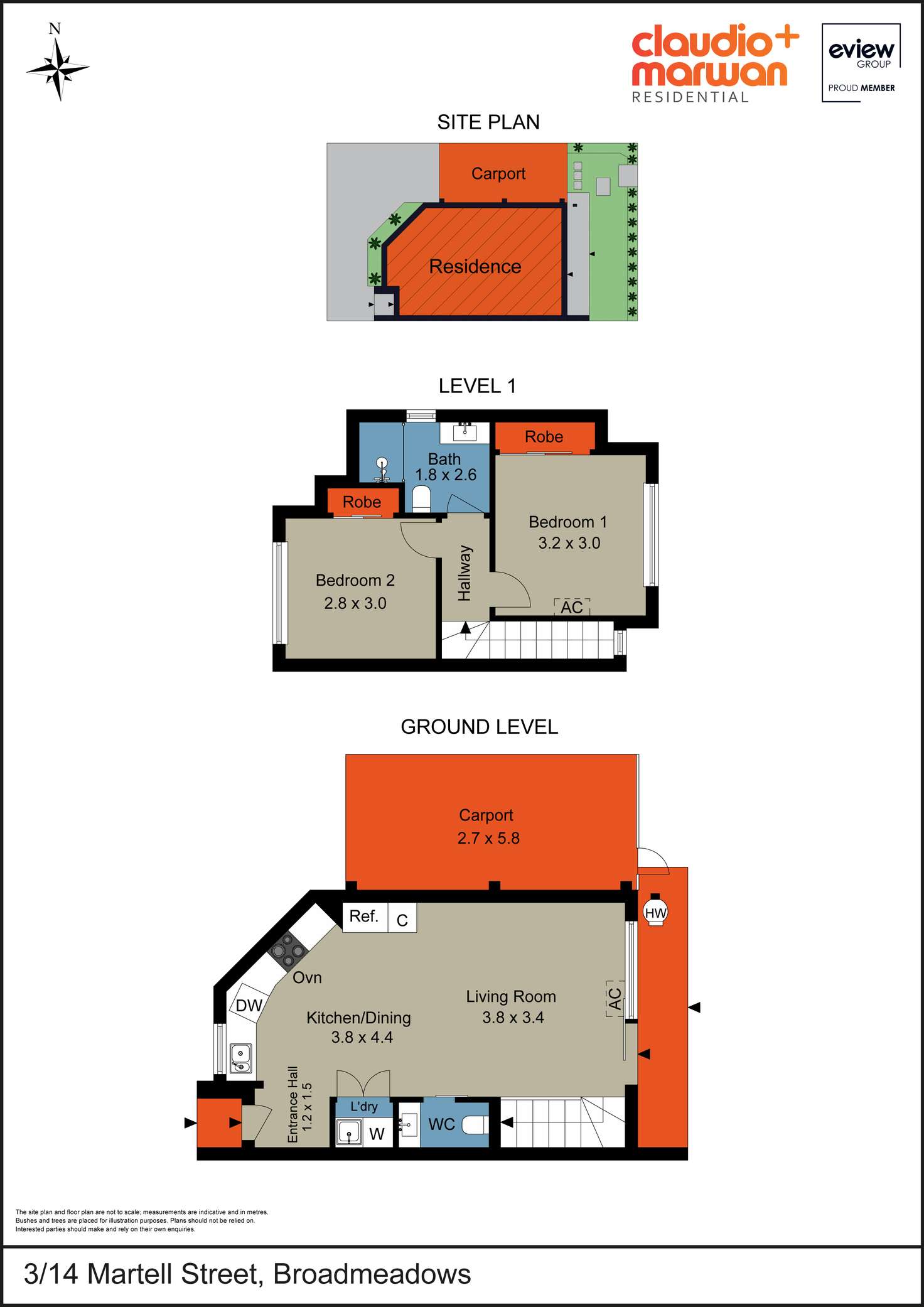 Floorplan of Homely townhouse listing, 3/14 Martell Street, Broadmeadows VIC 3047