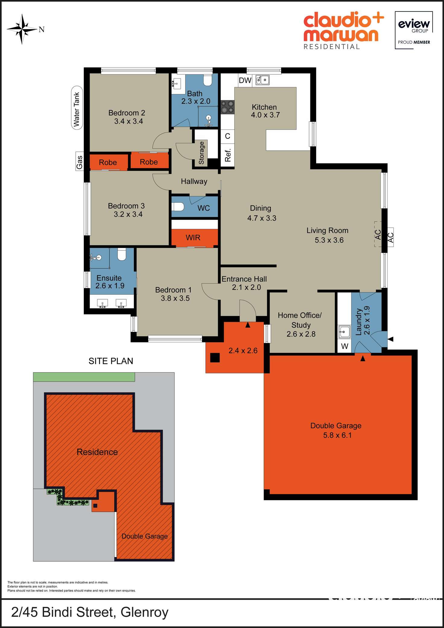 Floorplan of Homely townhouse listing, 2/45 Bindi Street, Glenroy VIC 3046