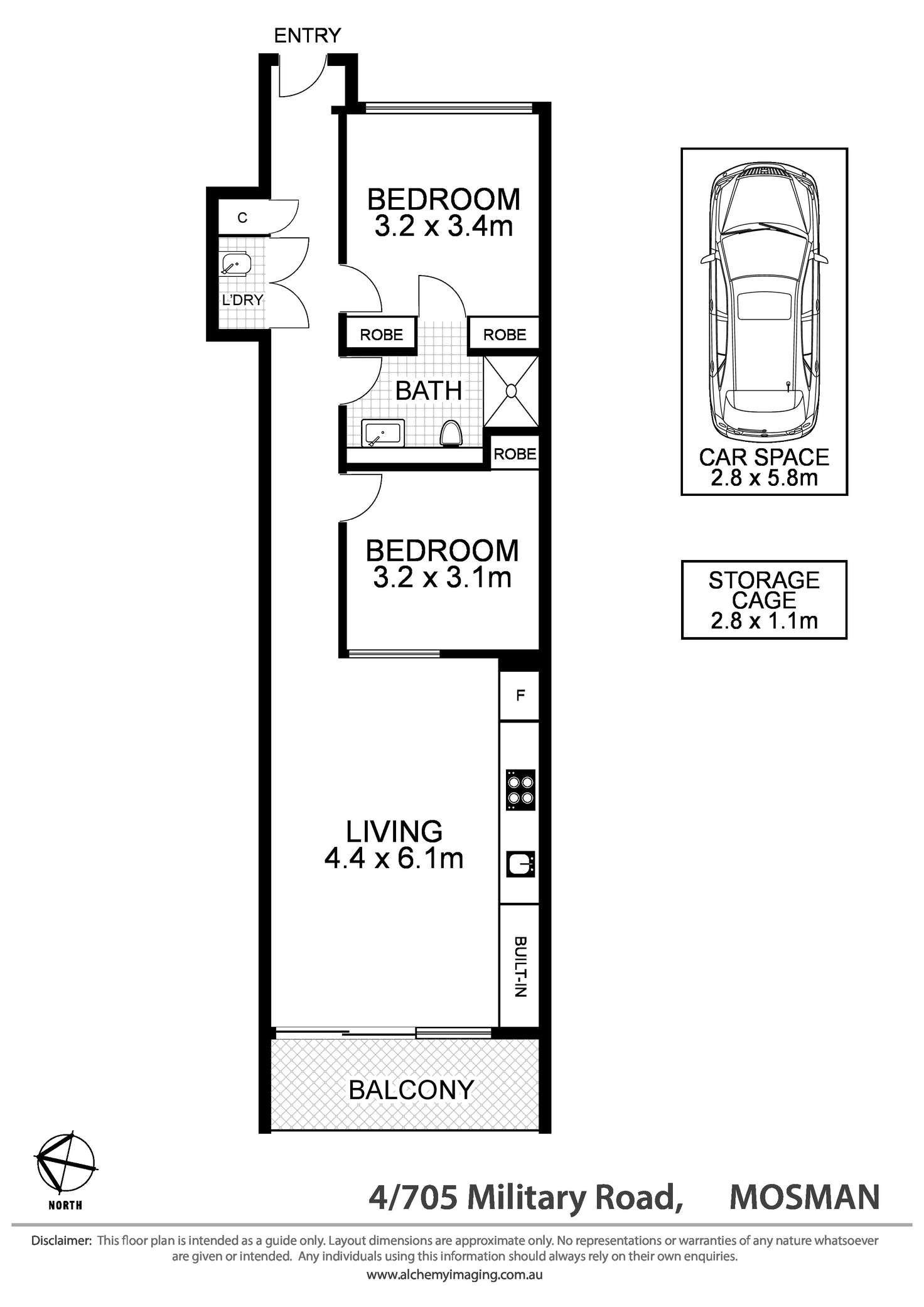 Floorplan of Homely unit listing, 4/705 Military Road, Mosman NSW 2088