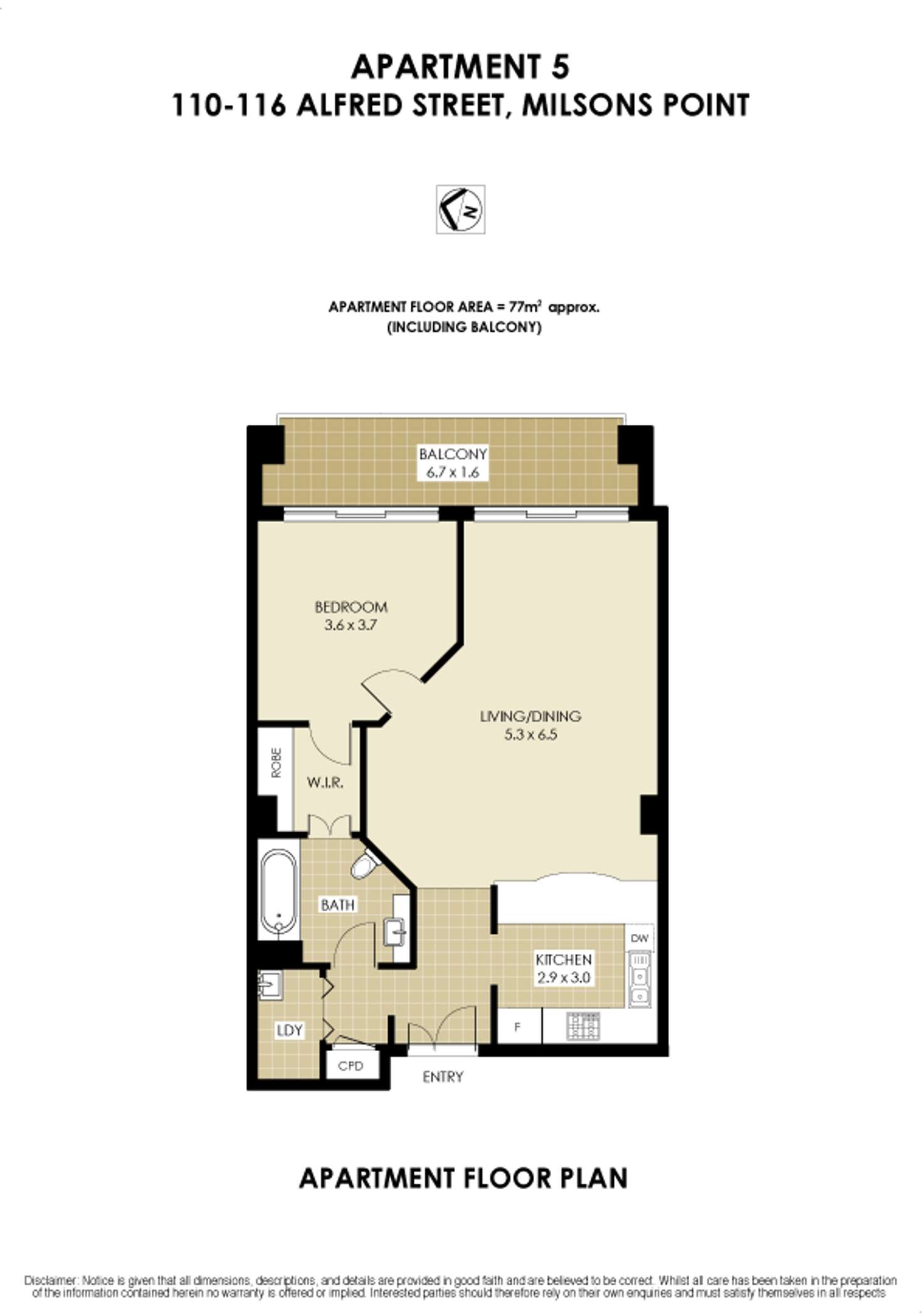 Floorplan of Homely apartment listing, 5/110 Alfred Street, Milsons Point NSW 2061