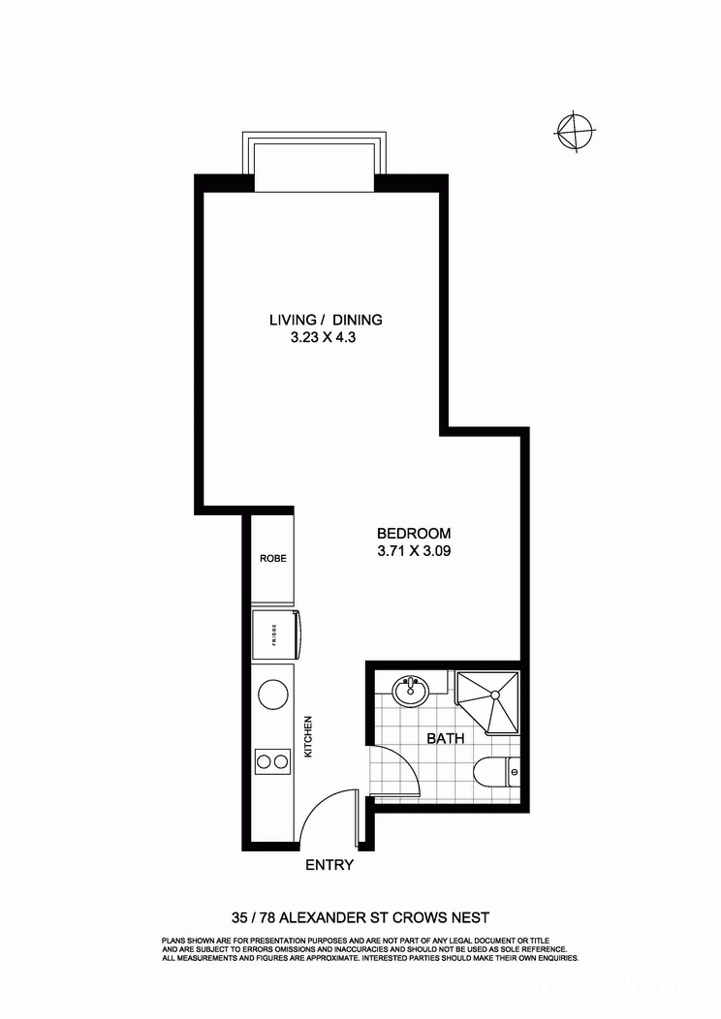 Floorplan of Homely studio listing, 35/78 Alexander Street, Crows Nest NSW 2065