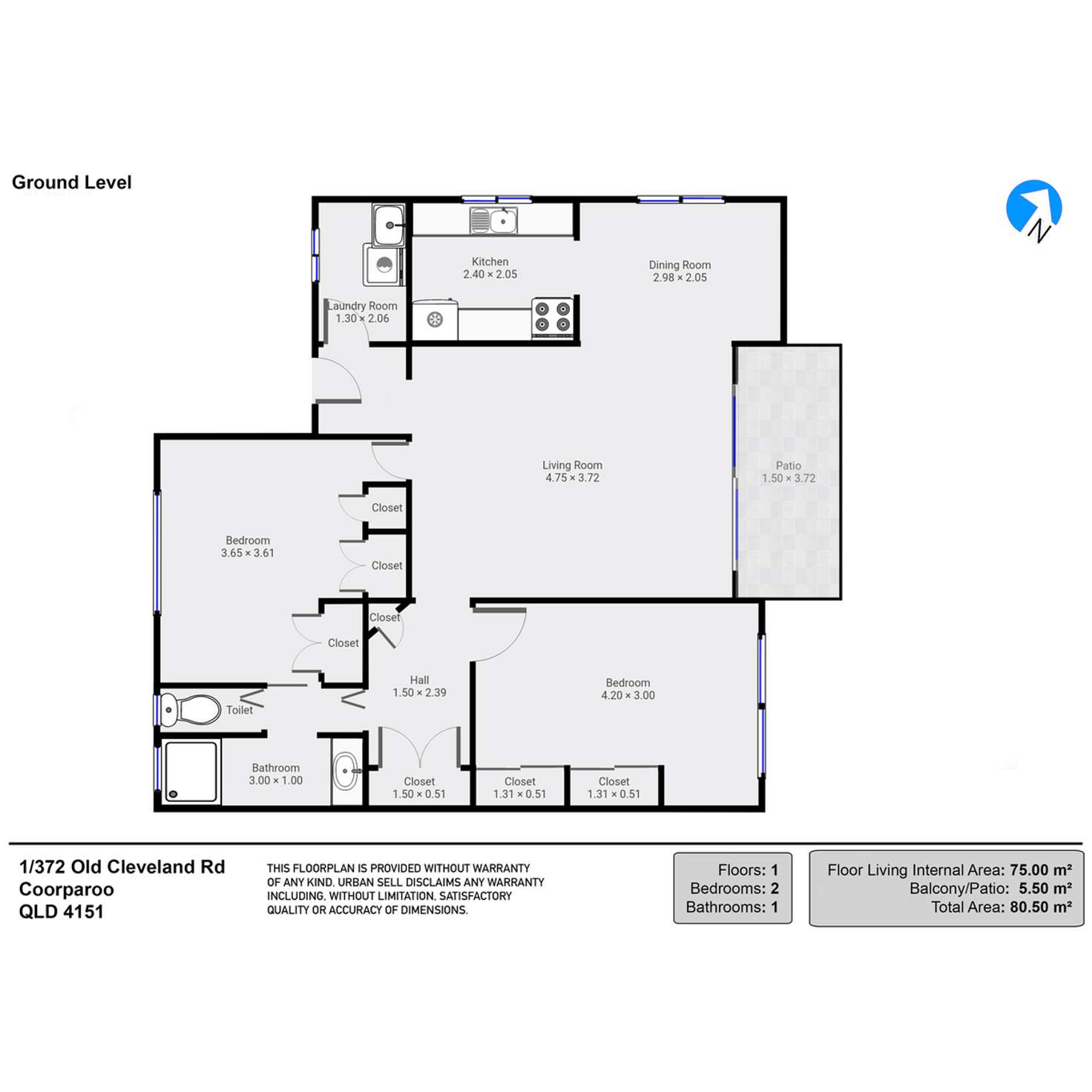 Floorplan of Homely unit listing, 1/372 Old Cleveland Road, Coorparoo QLD 4151