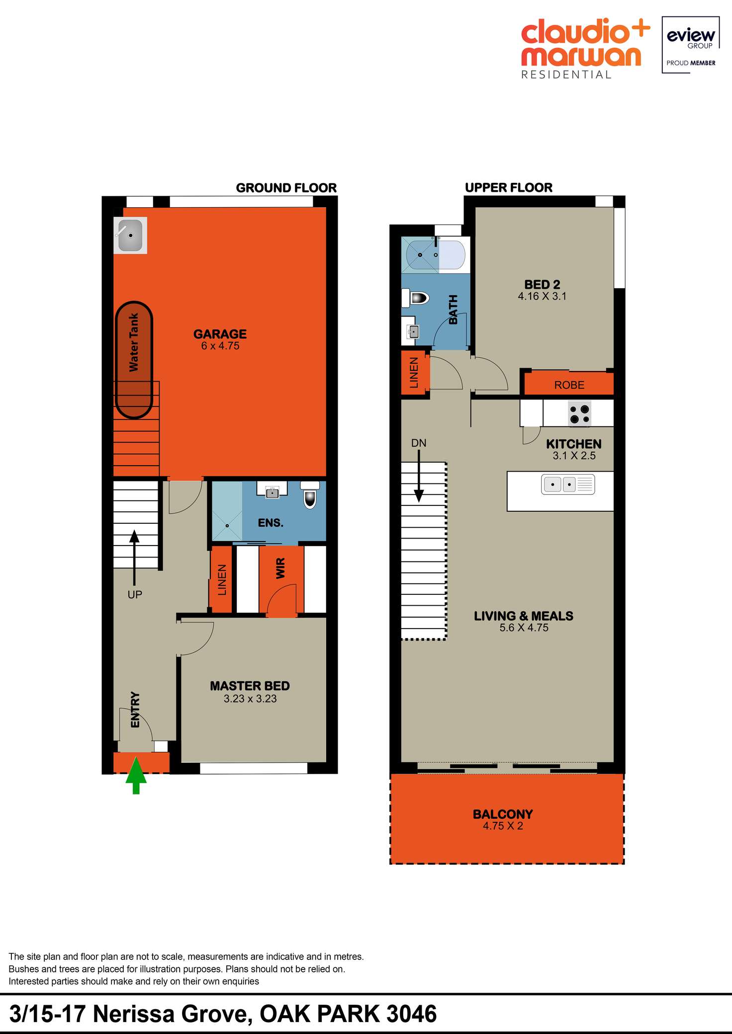 Floorplan of Homely townhouse listing, 7/15-17 Nerissa Grove, Oak Park VIC 3046