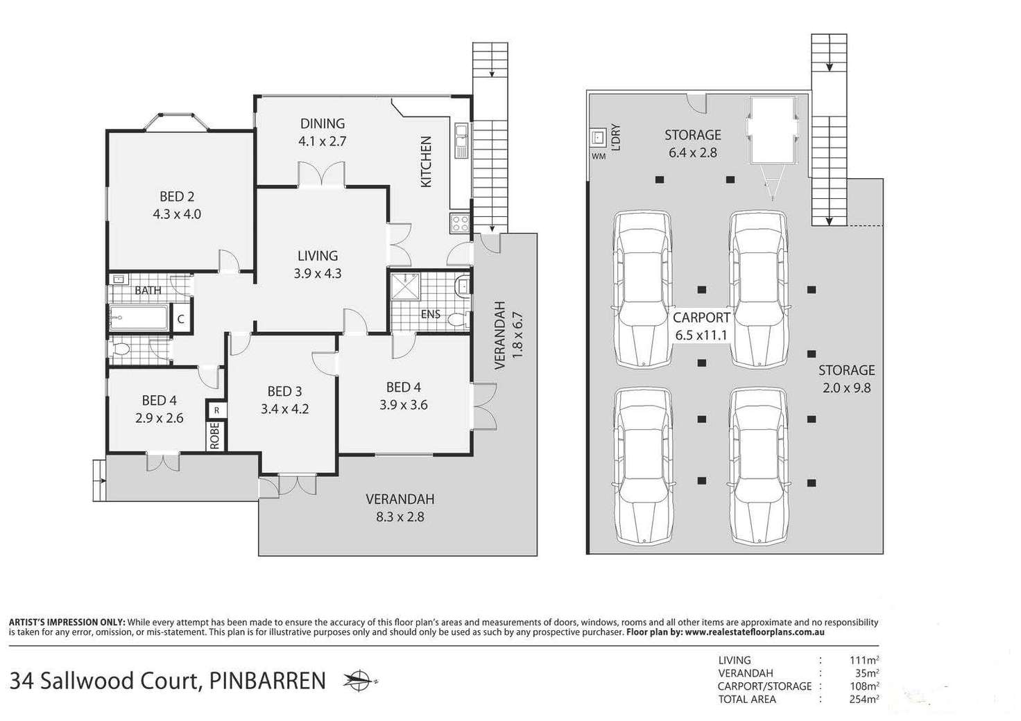 Floorplan of Homely acreageSemiRural listing, 34 Sallwood Court, Pinbarren QLD 4568