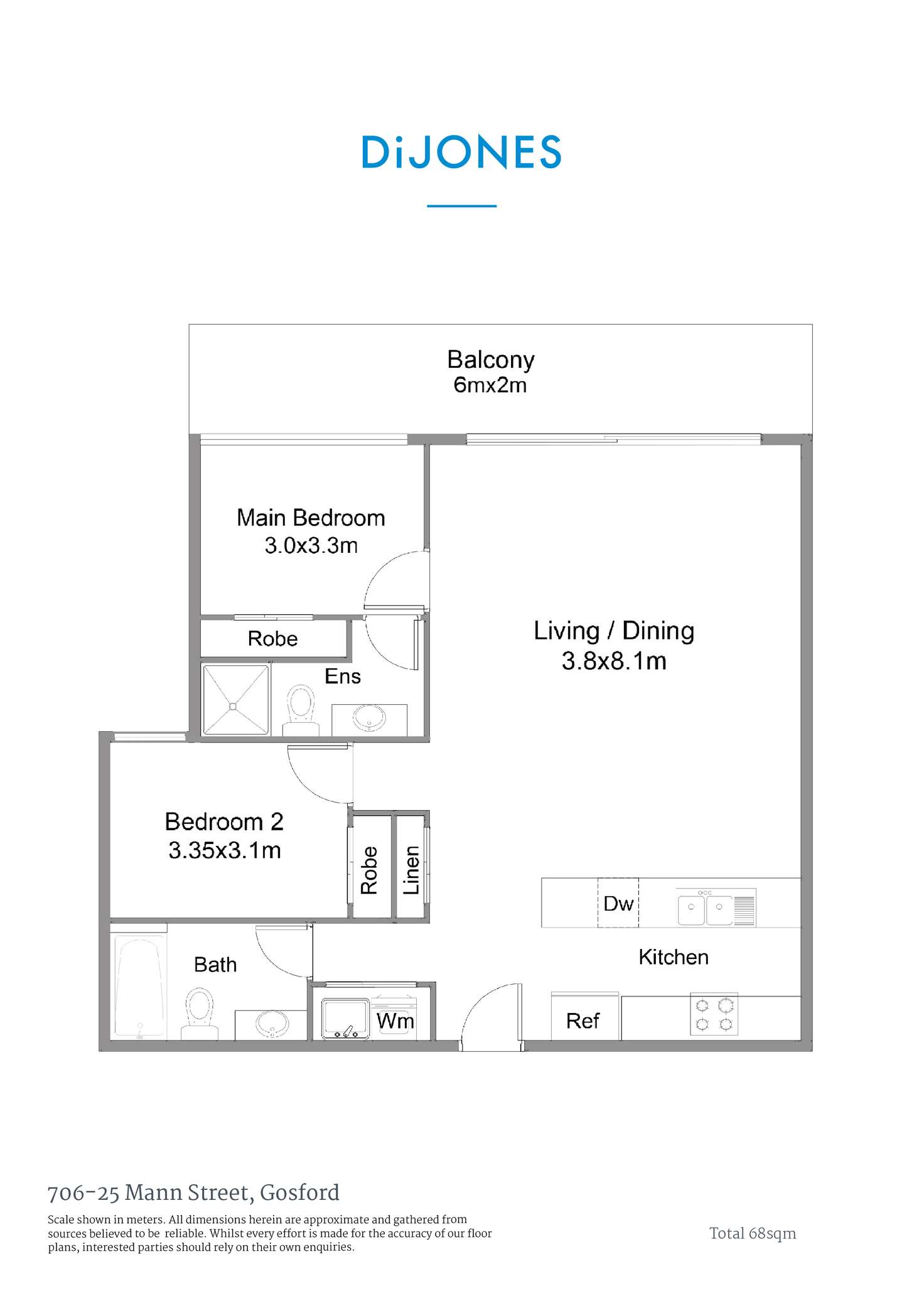 Floorplan of Homely apartment listing, 706/25 Mann Street, Gosford NSW 2250